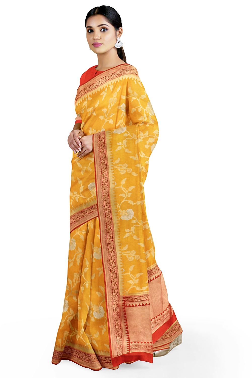 Yellow Banarsi Silk Saree