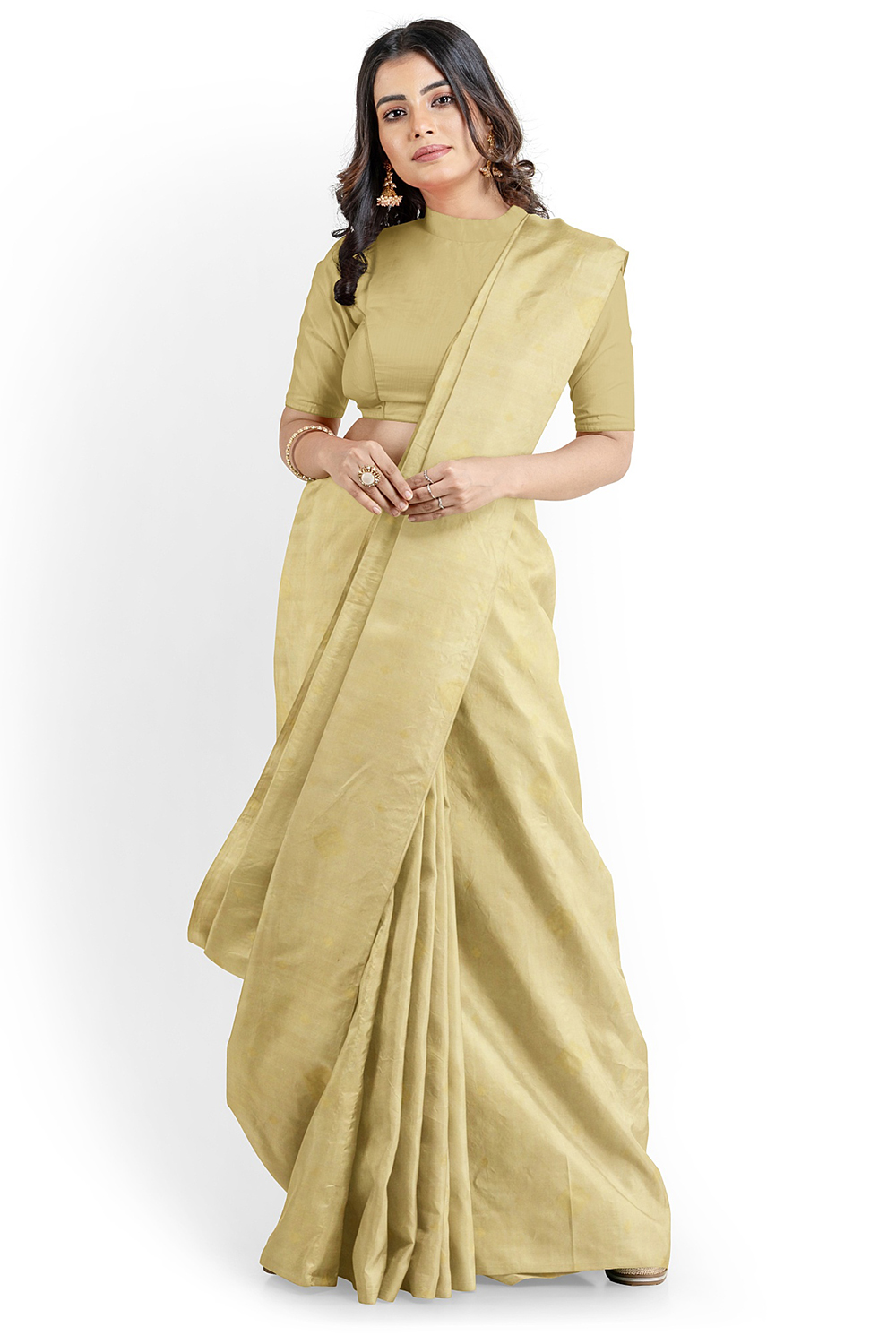 Beige Soft Silk Kanjivaram Saree
