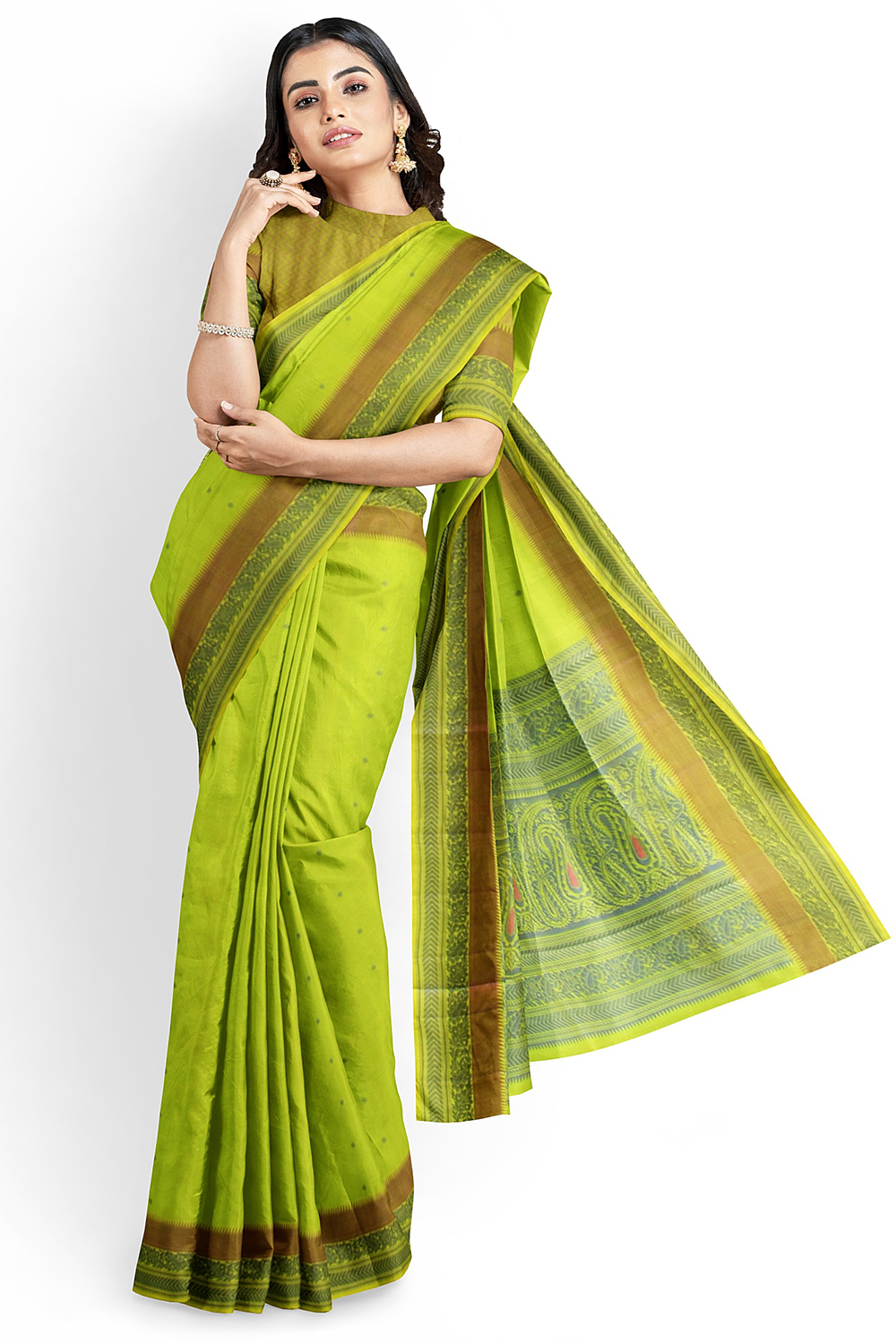 Parrot Green Kanjivaram Silk Saree