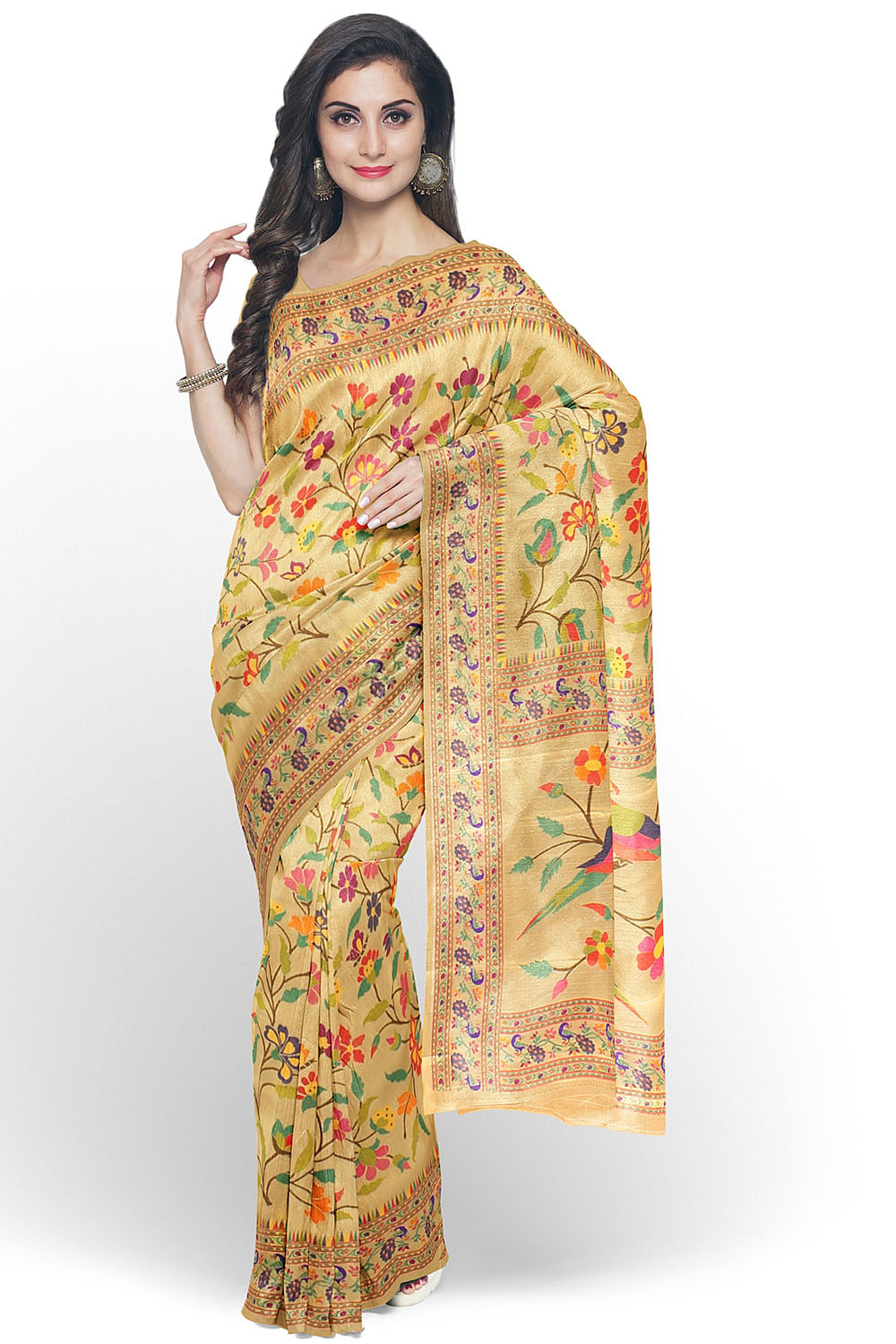 Golden Banarsi Silk Saree