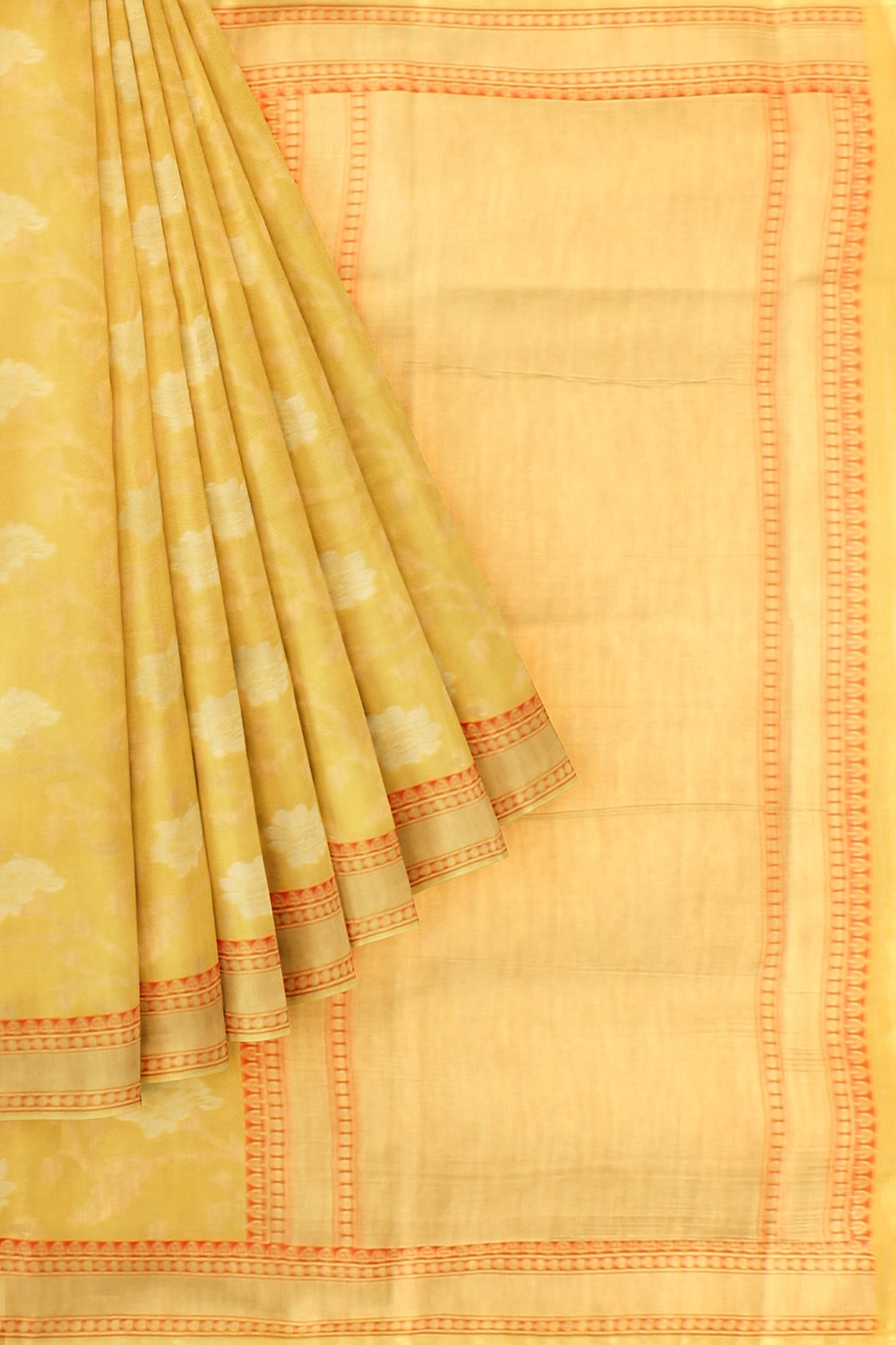 Yellow Cotton Silk Saree