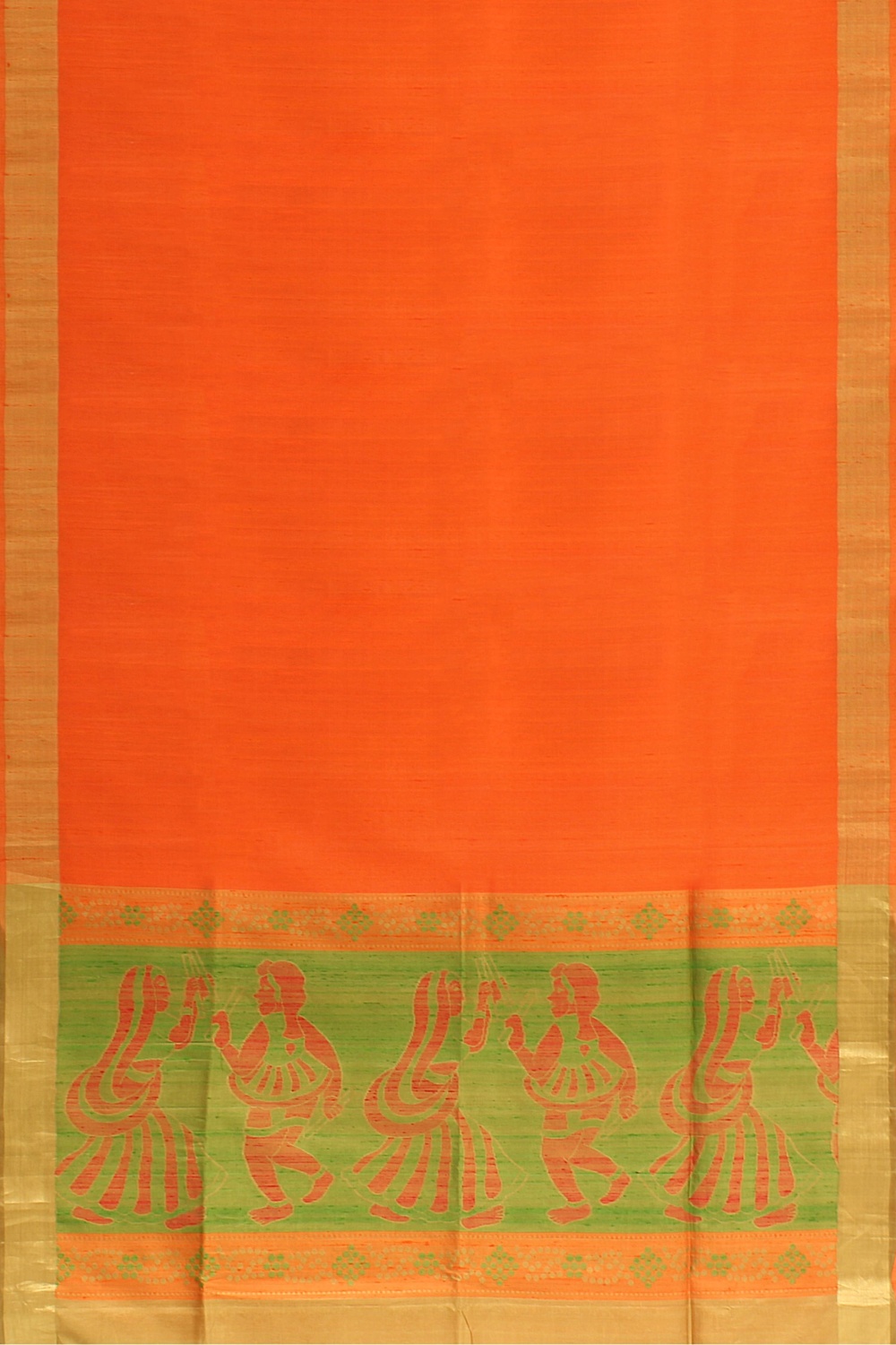 Orange Cotton Silk Saree