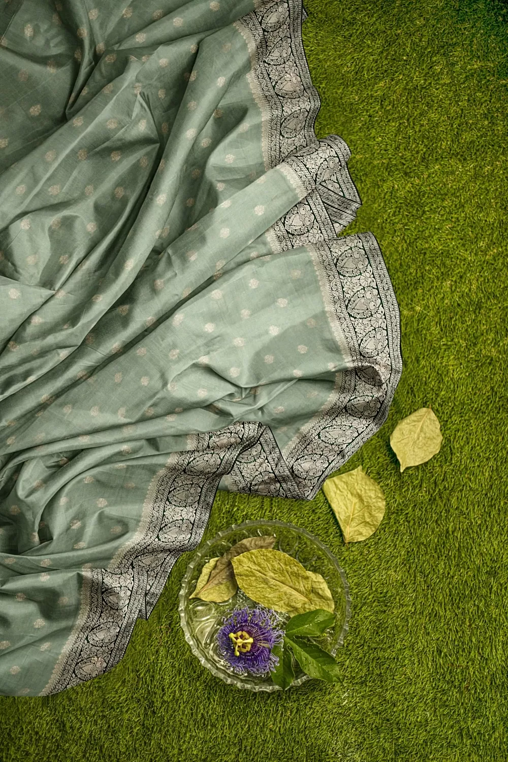 Pista Green Banarsi Soft Silk Saree