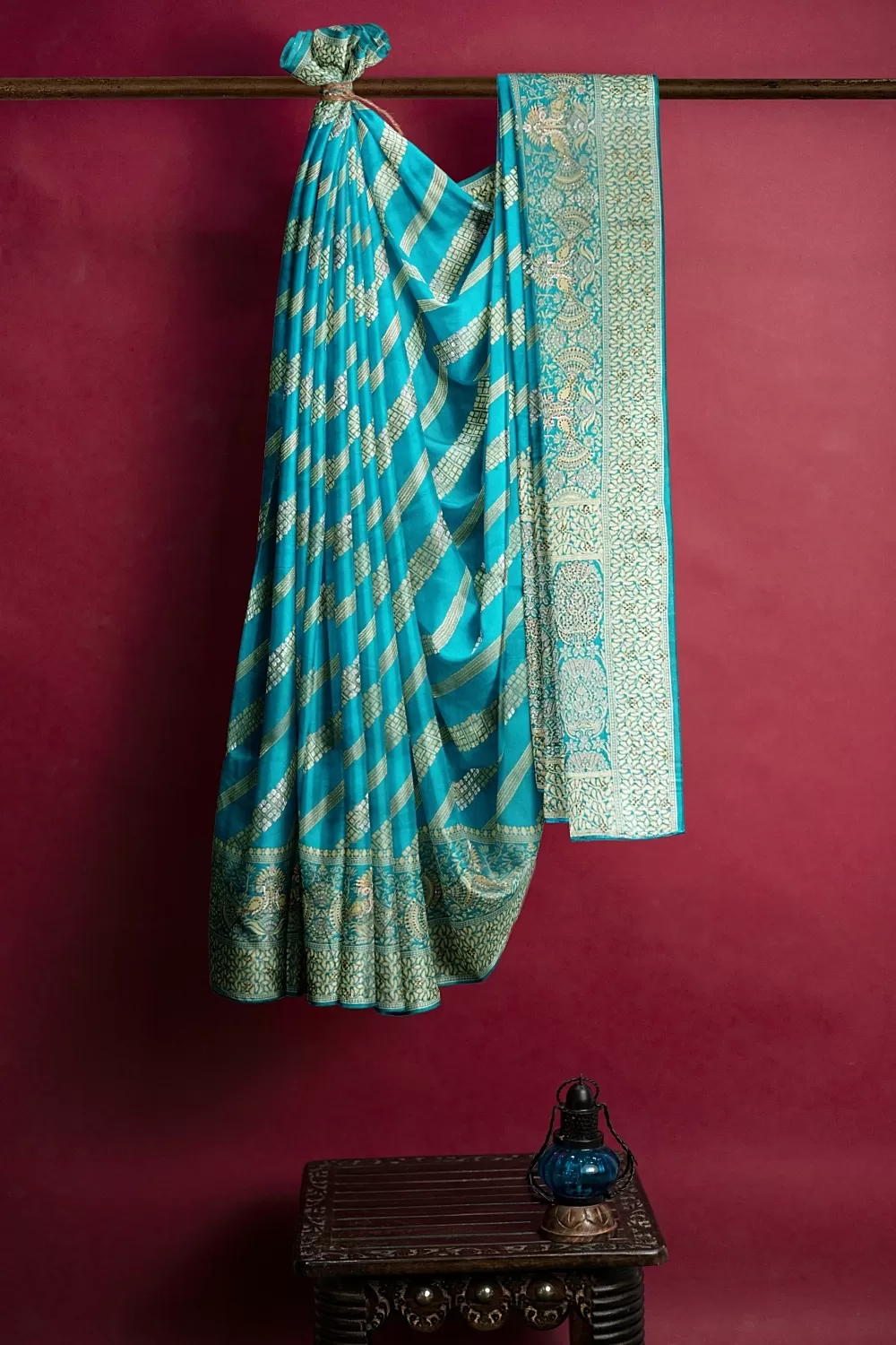 Firozi Colour Soft Silk Sarees