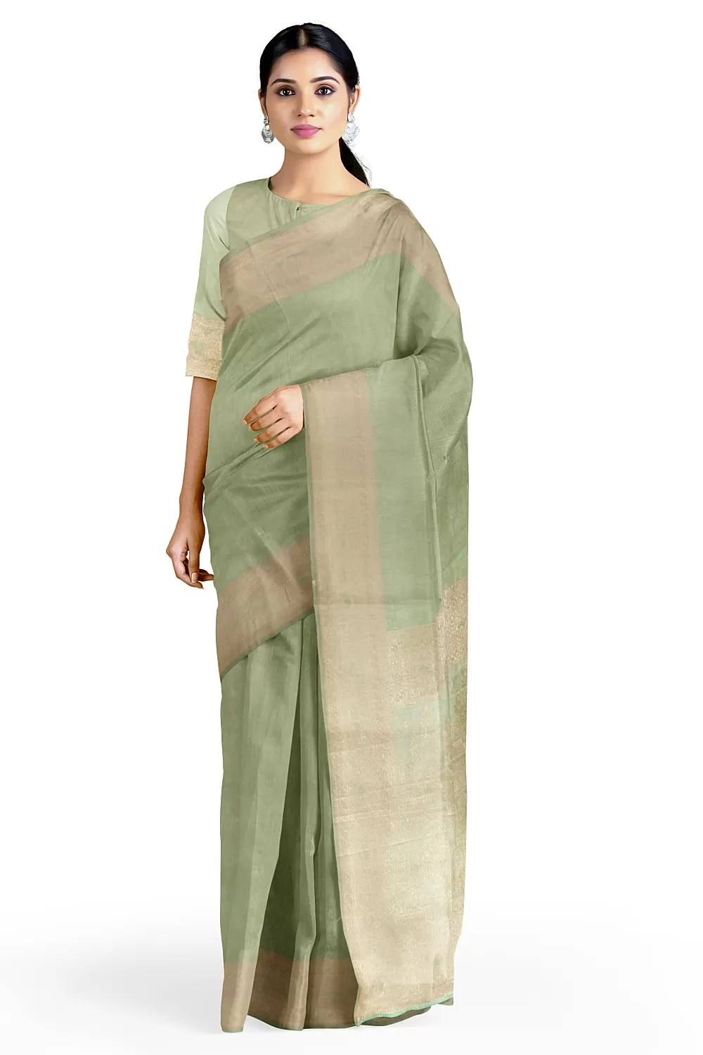 Pista Green Colour Soft Silk Saree