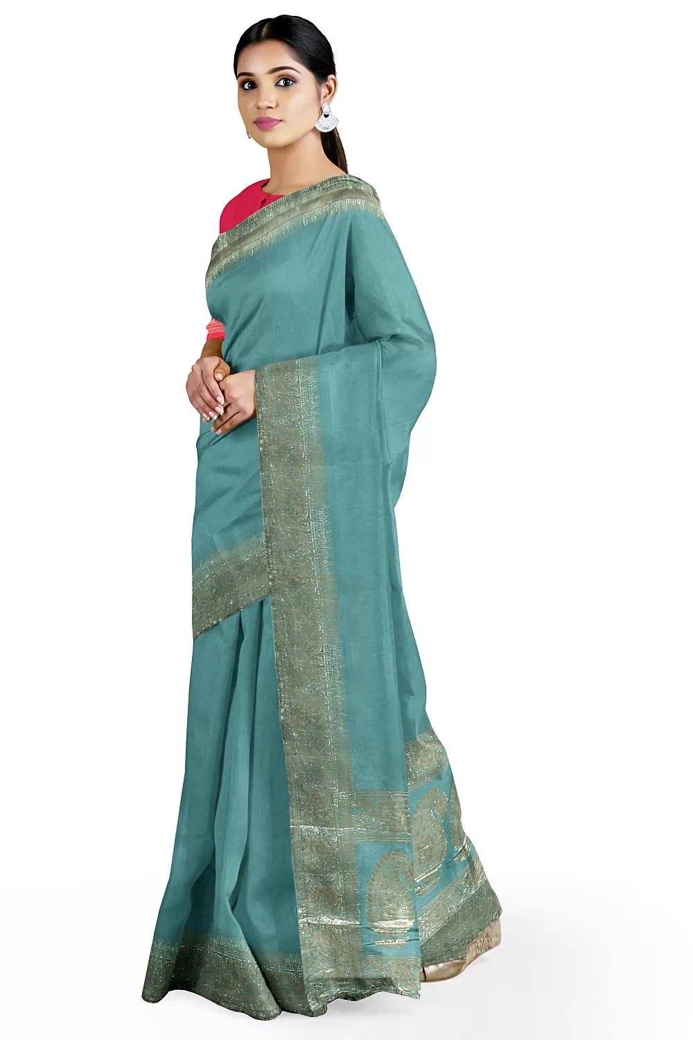 See Green  Colour Soft Silk Sarees
