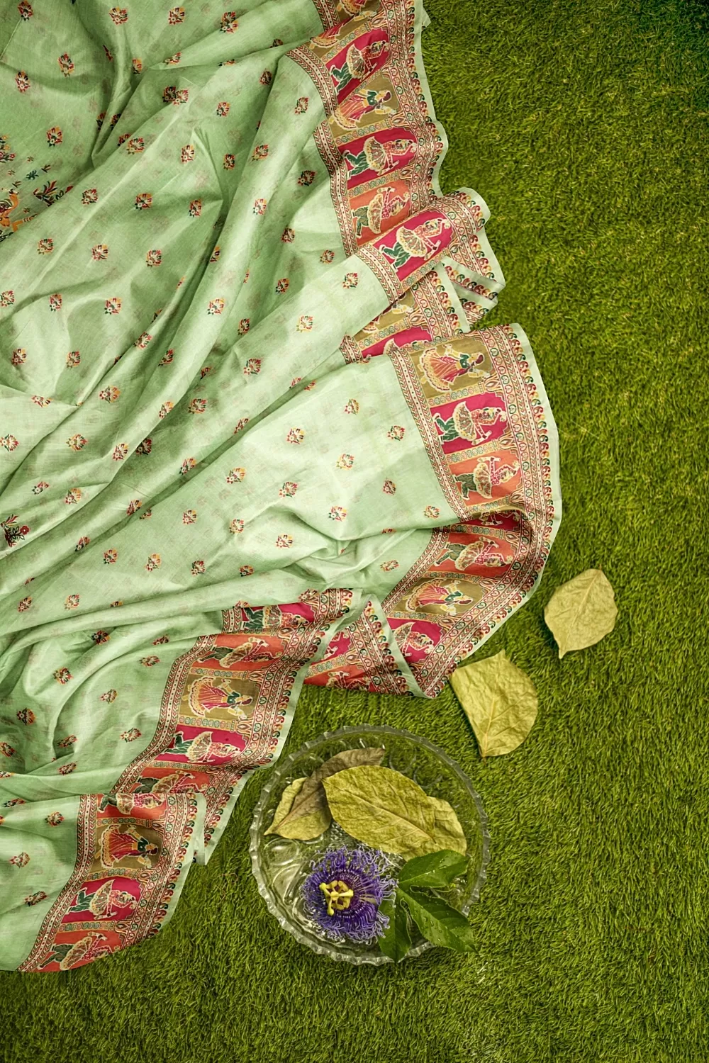 Pista Green Colour Summer Silk Saree