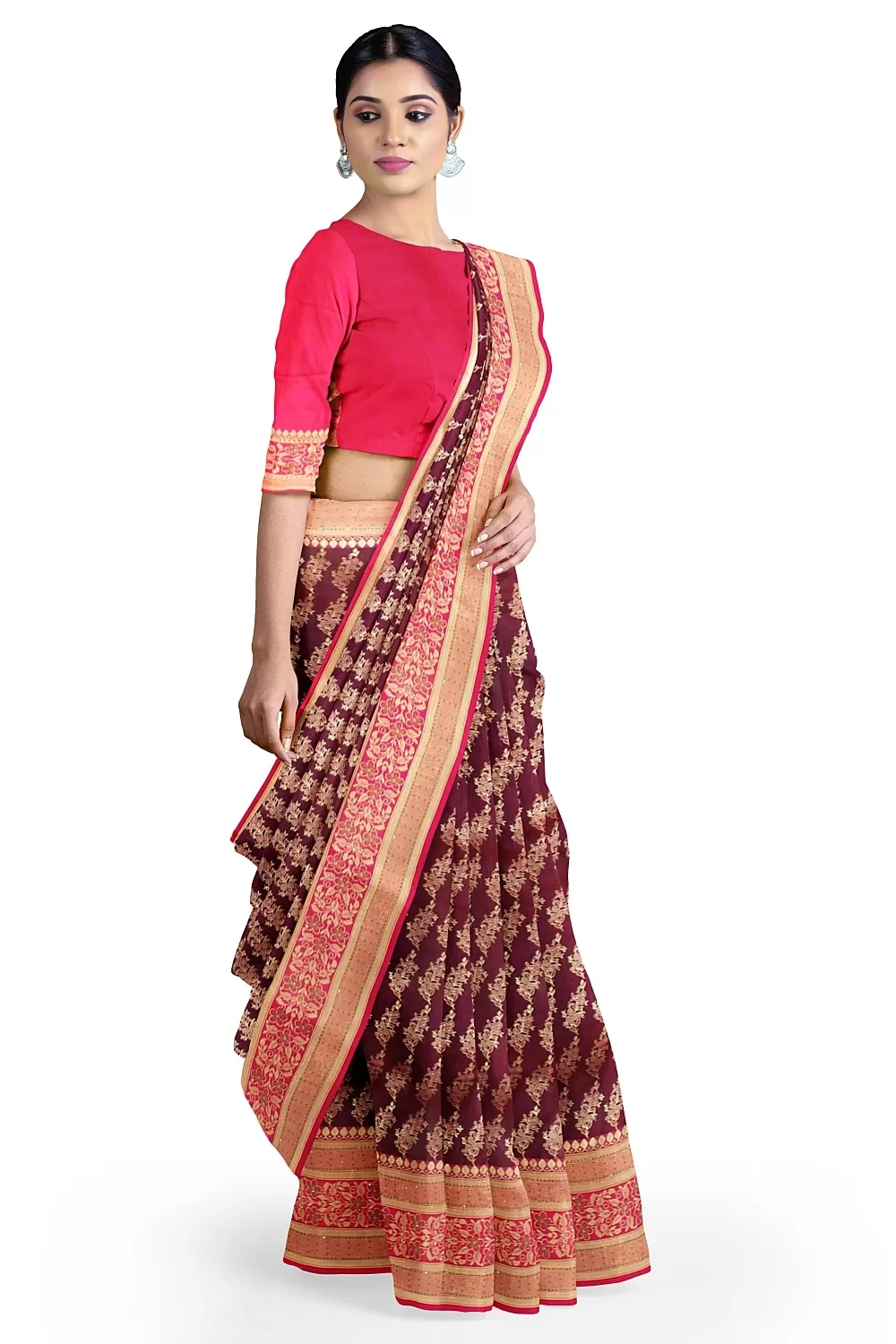 Magenta Colour Silk Saree