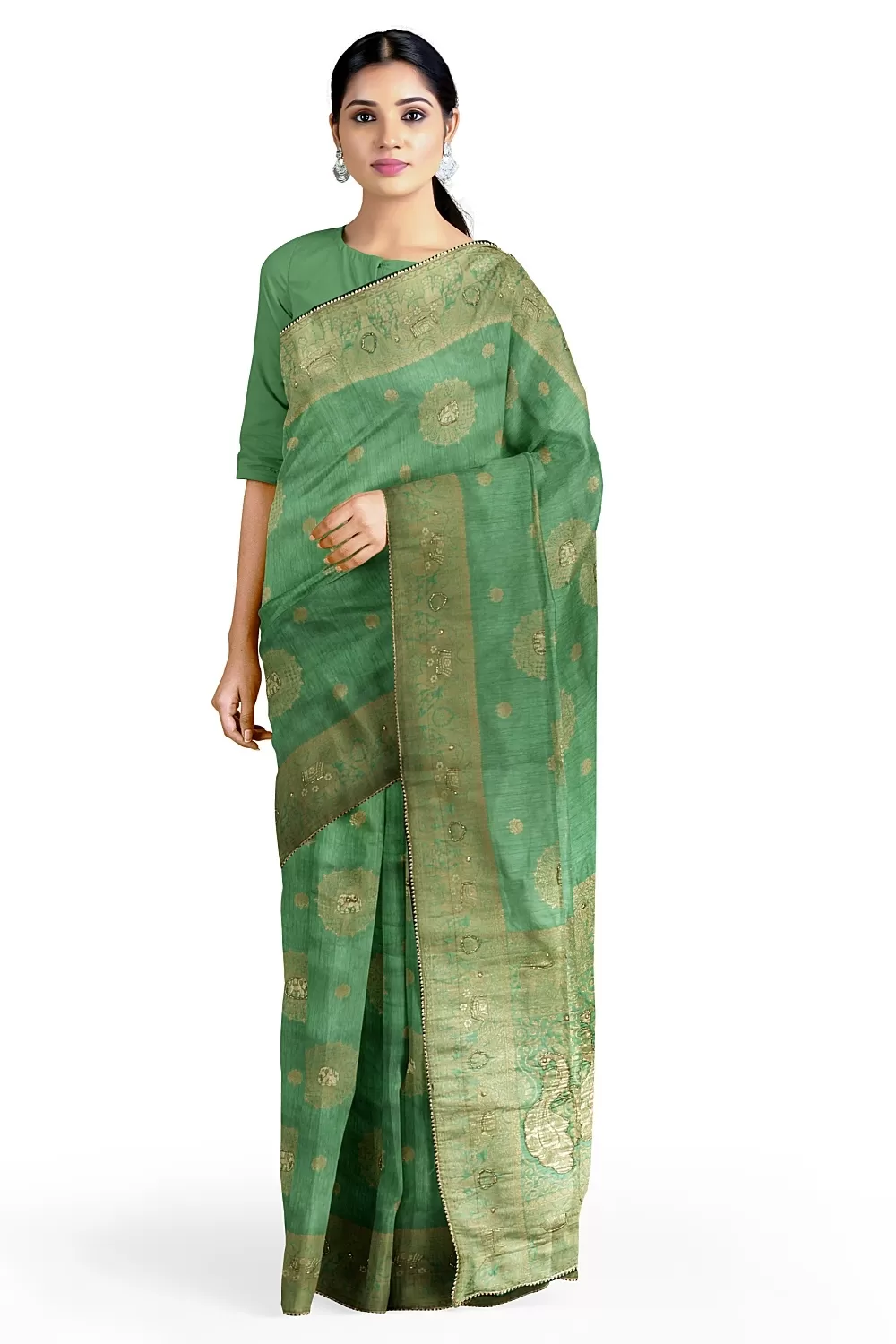 Pista Green Silk Saree