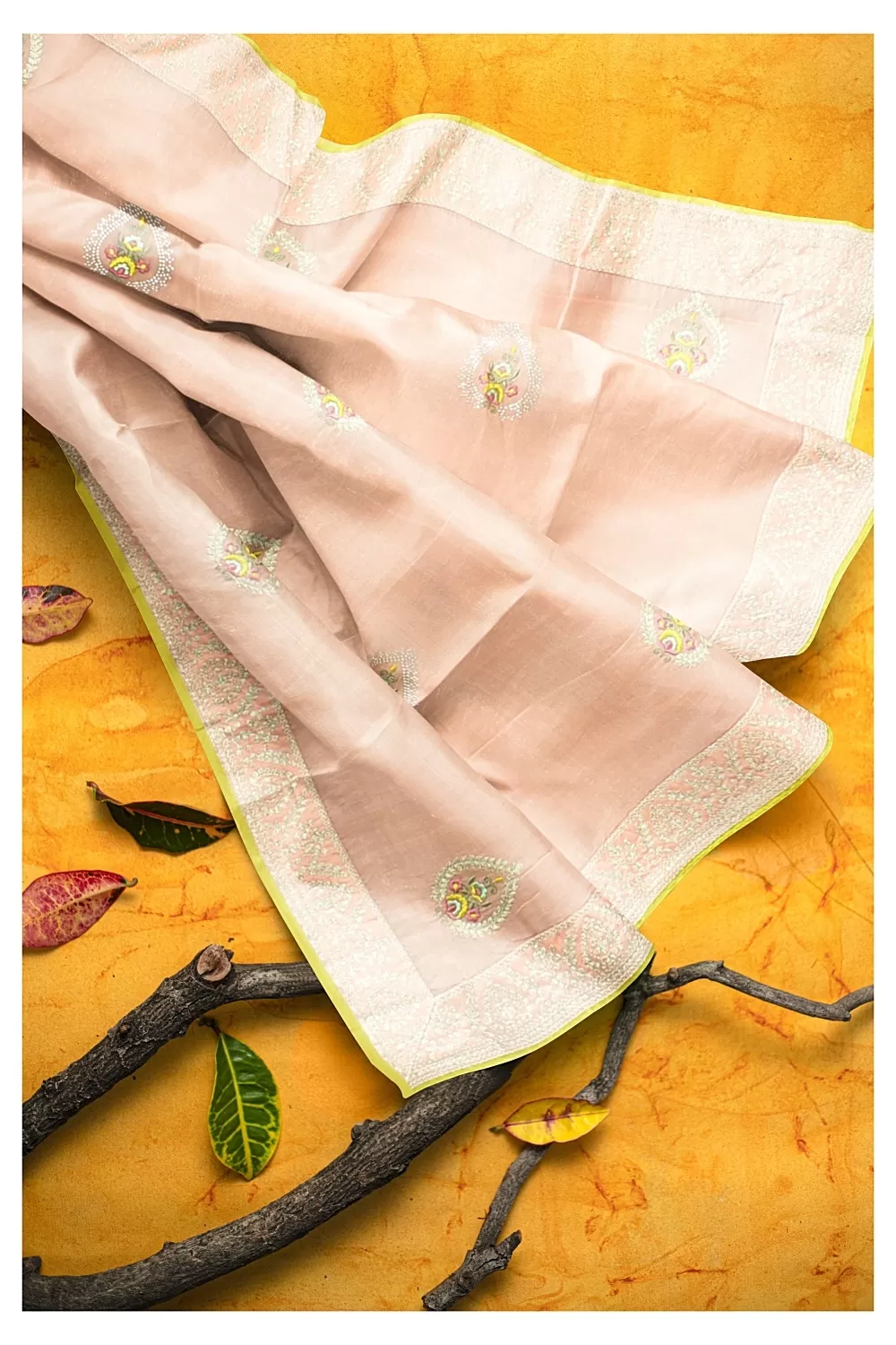 Baby Pink Colour Tissue Saree