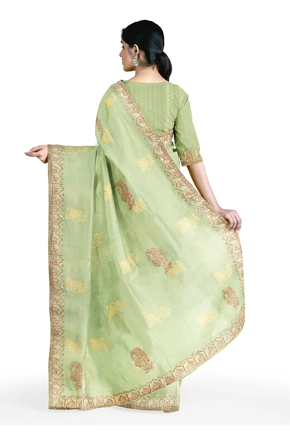 Pista Green Silk Saree