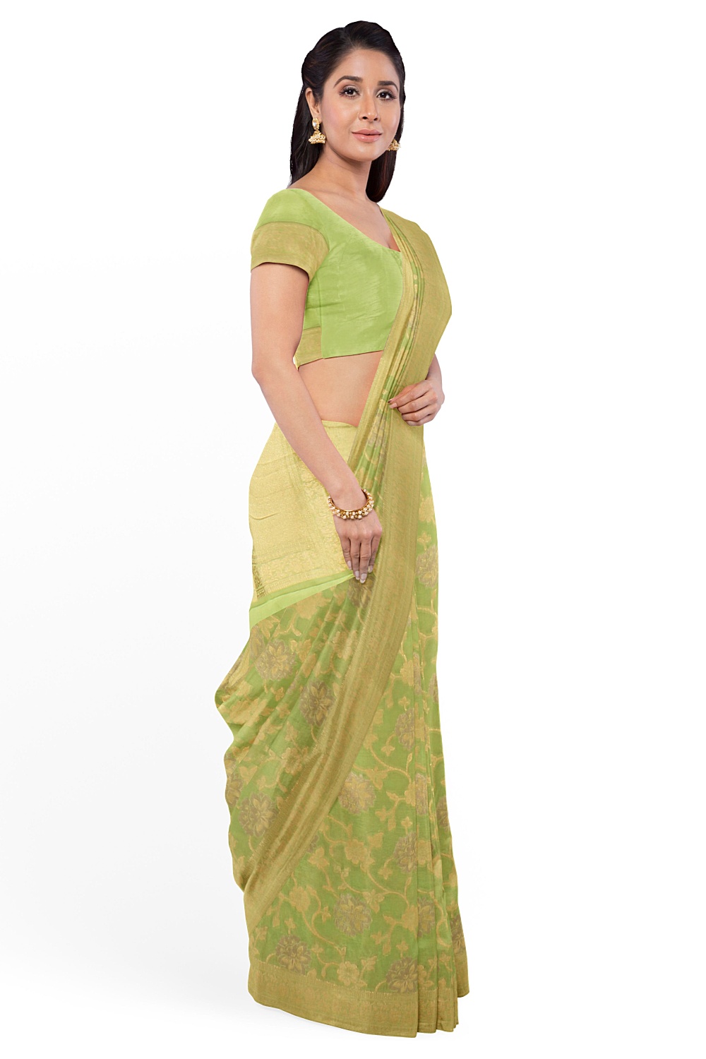 Parrot Green Banarsi Silk Saree