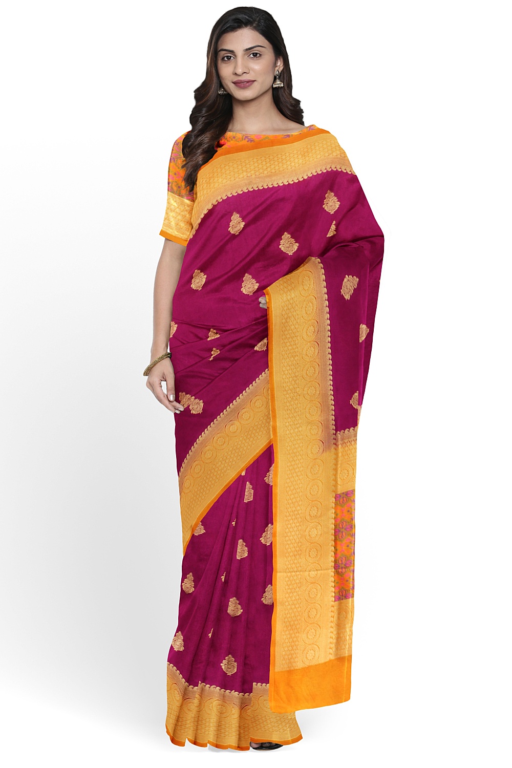 Wine Banarsi Silk Saree