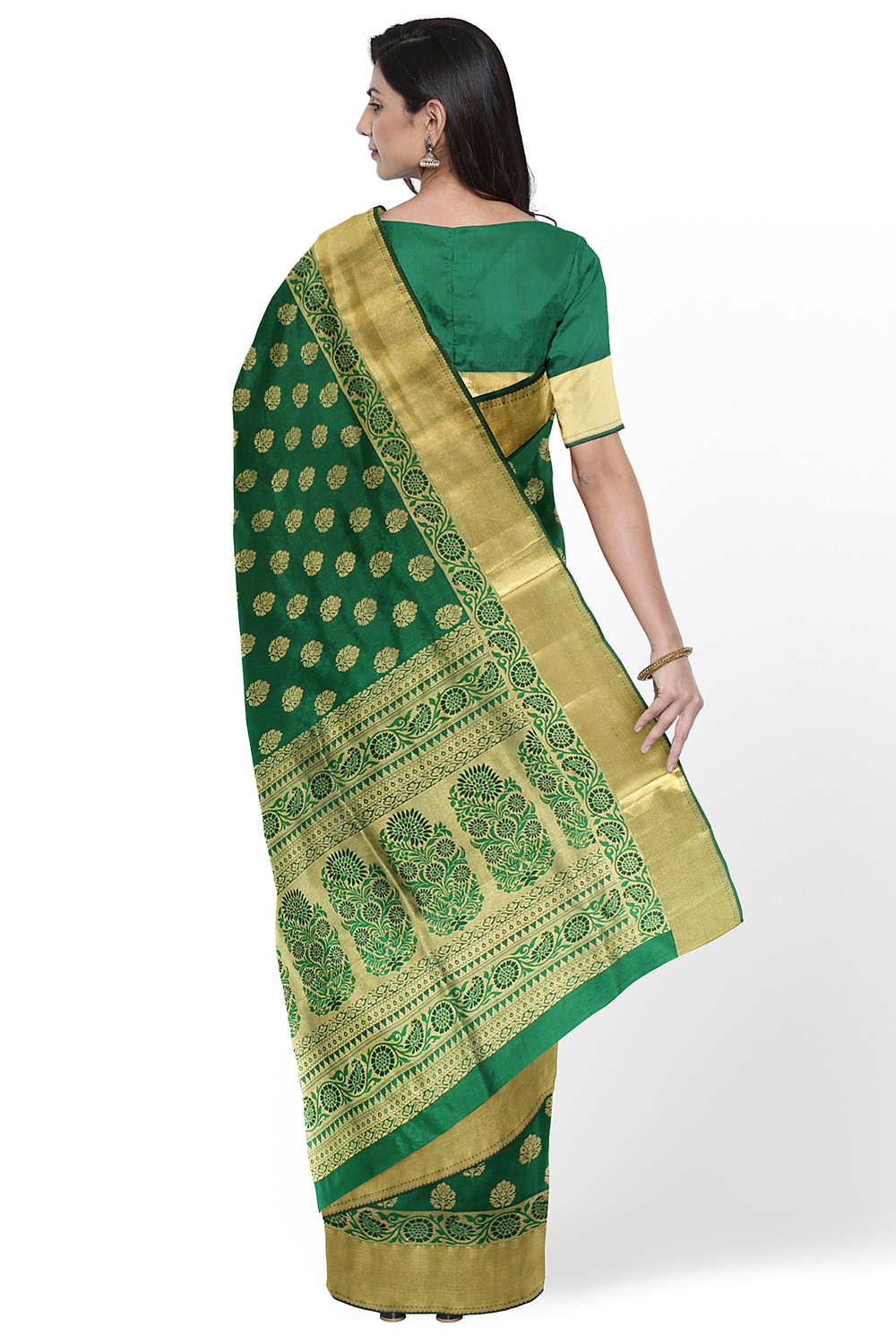 Bottle Green Kanjivaram Silk Saree