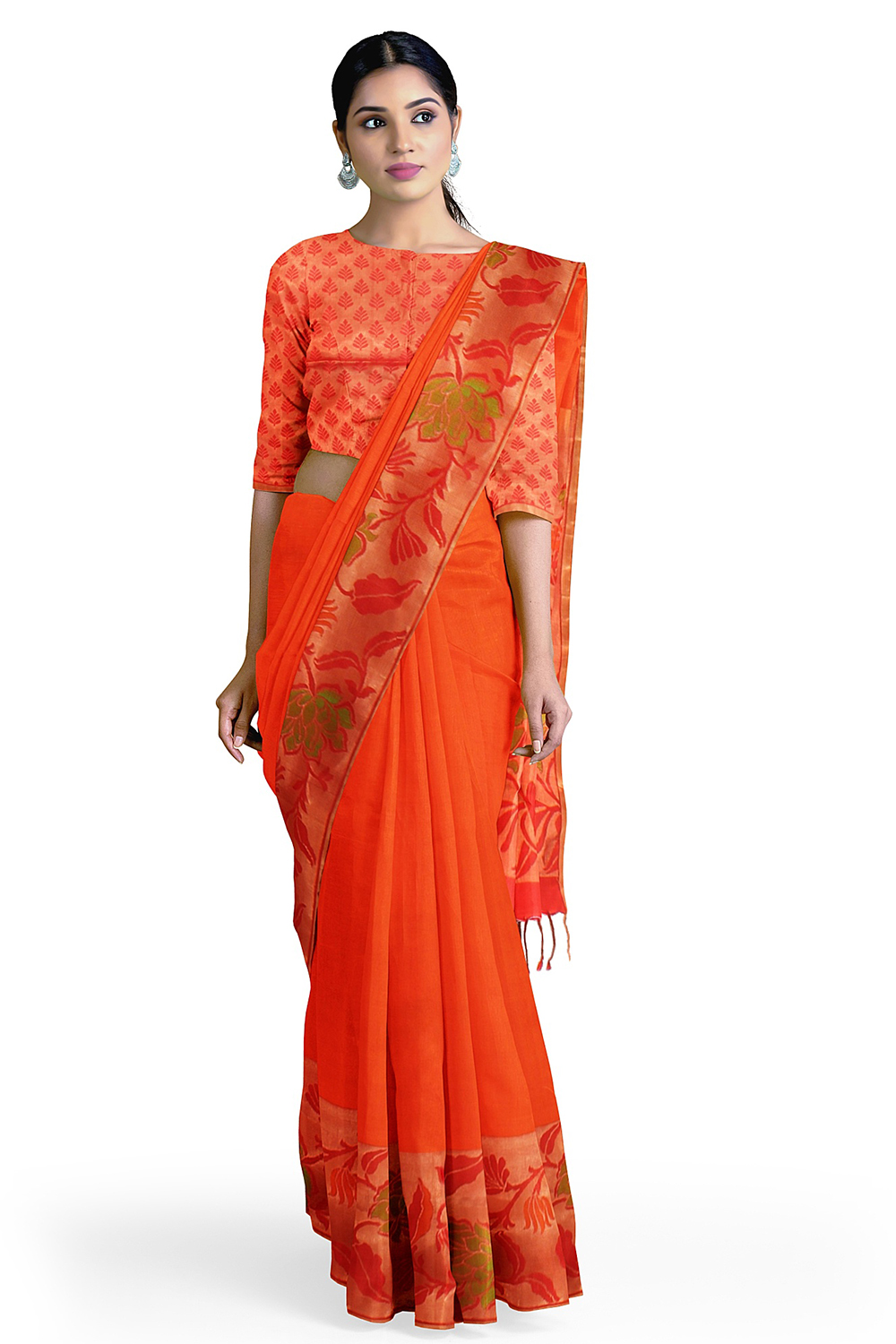 Orange Kanjivaram Silk Saree