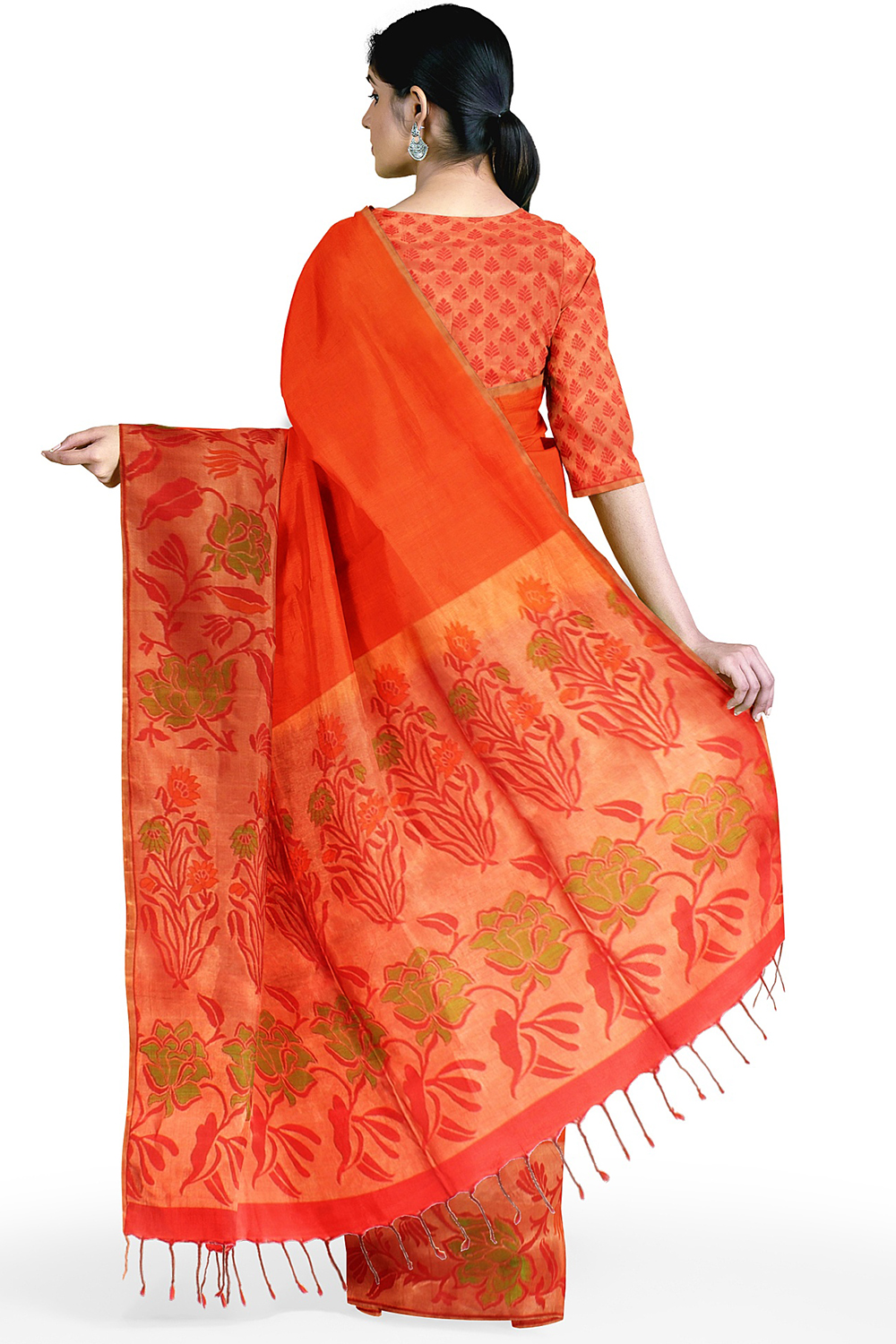 Orange Kanjivaram Silk Saree