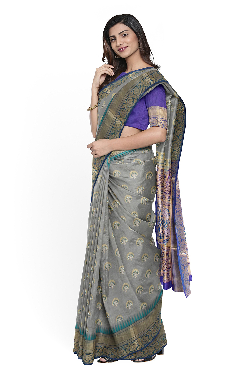 Grey Kanjivaram Silk Saree