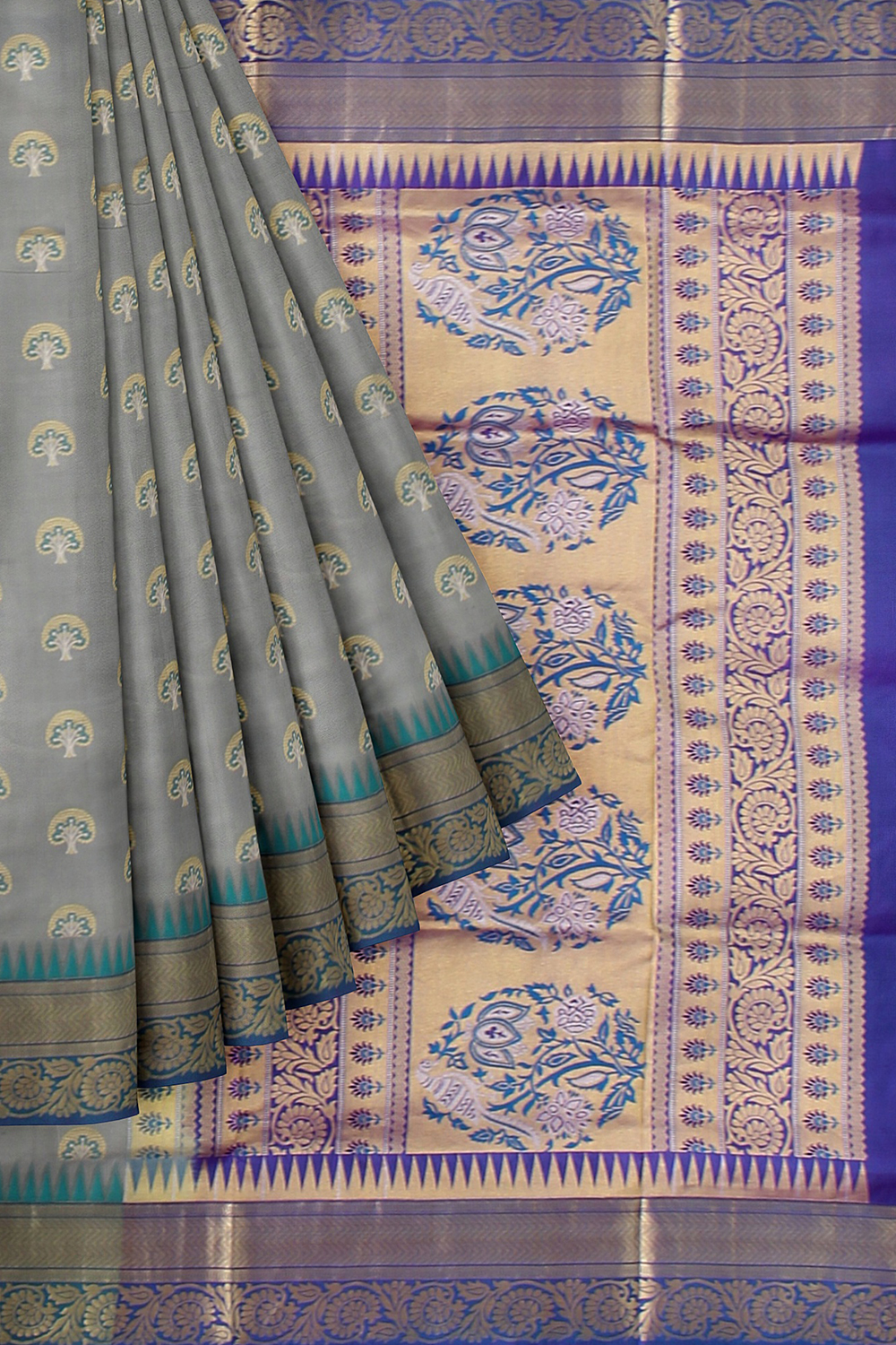 Grey Kanjivaram Silk Saree