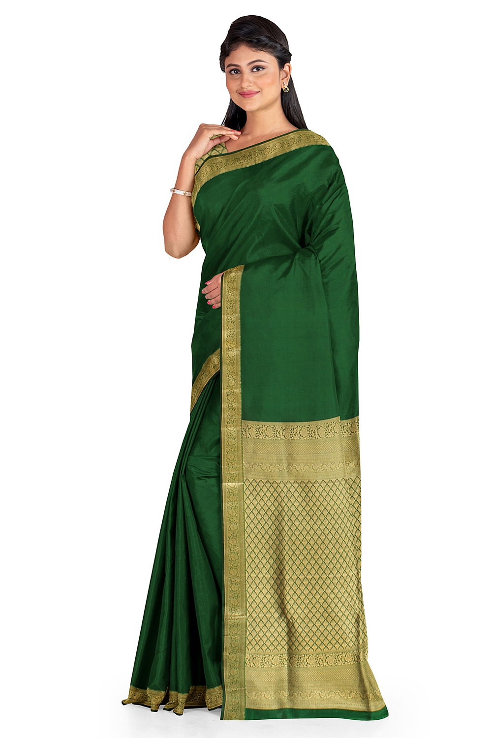 Bottle Green Kanjivaram Silk Saree