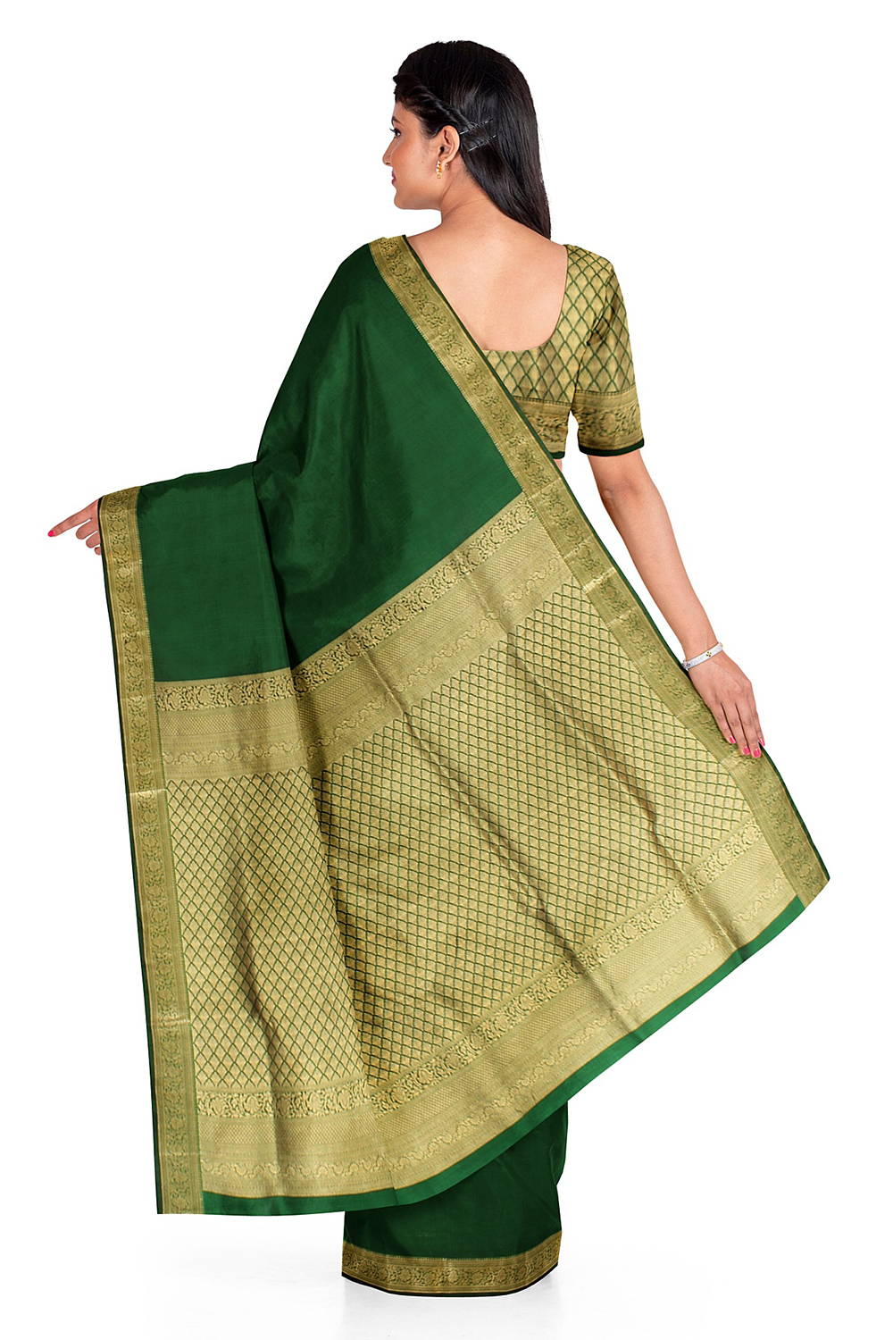 Bottle Green Kanjivaram Silk Saree