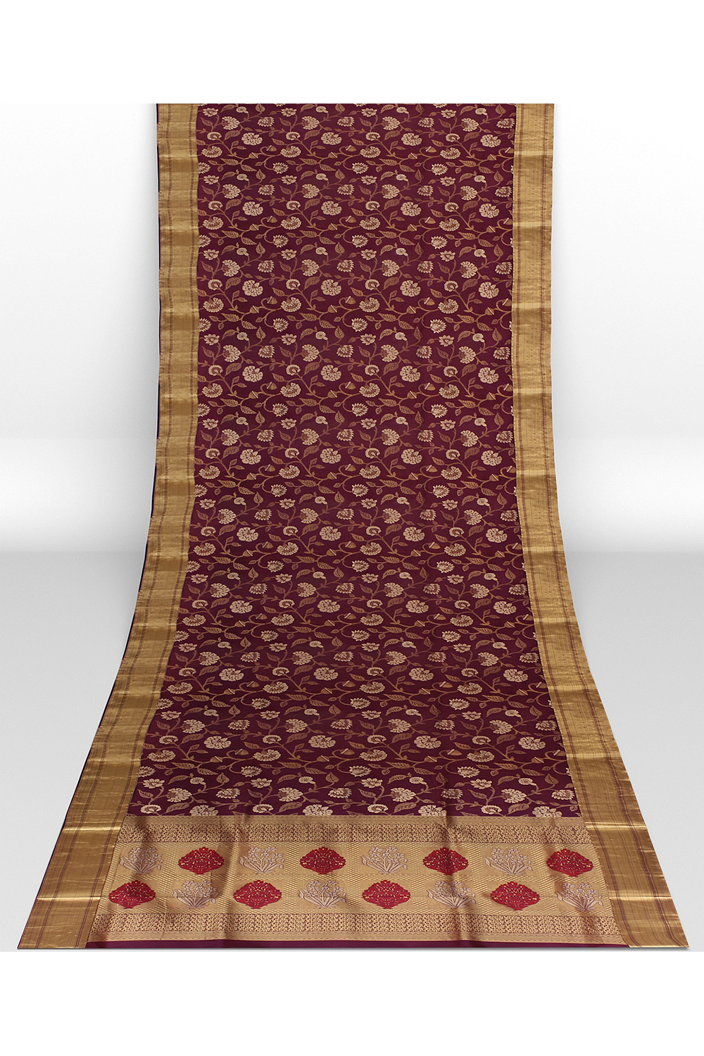 Wine colour Kanjivaram Silk Saree