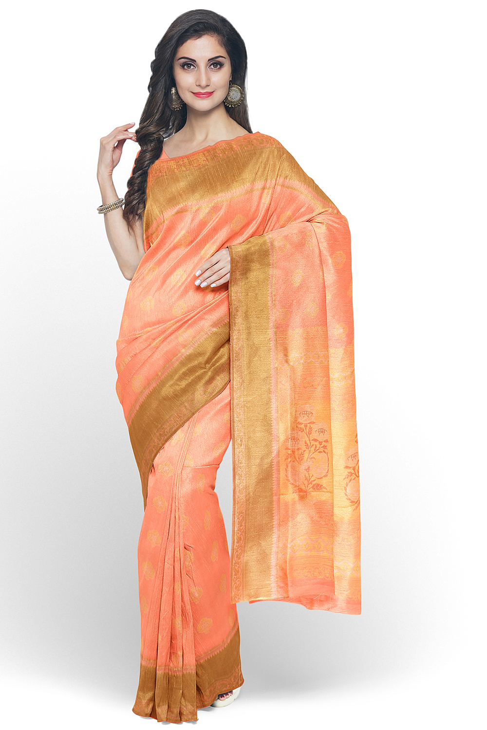 Peach Kanjivaram Silk Saree