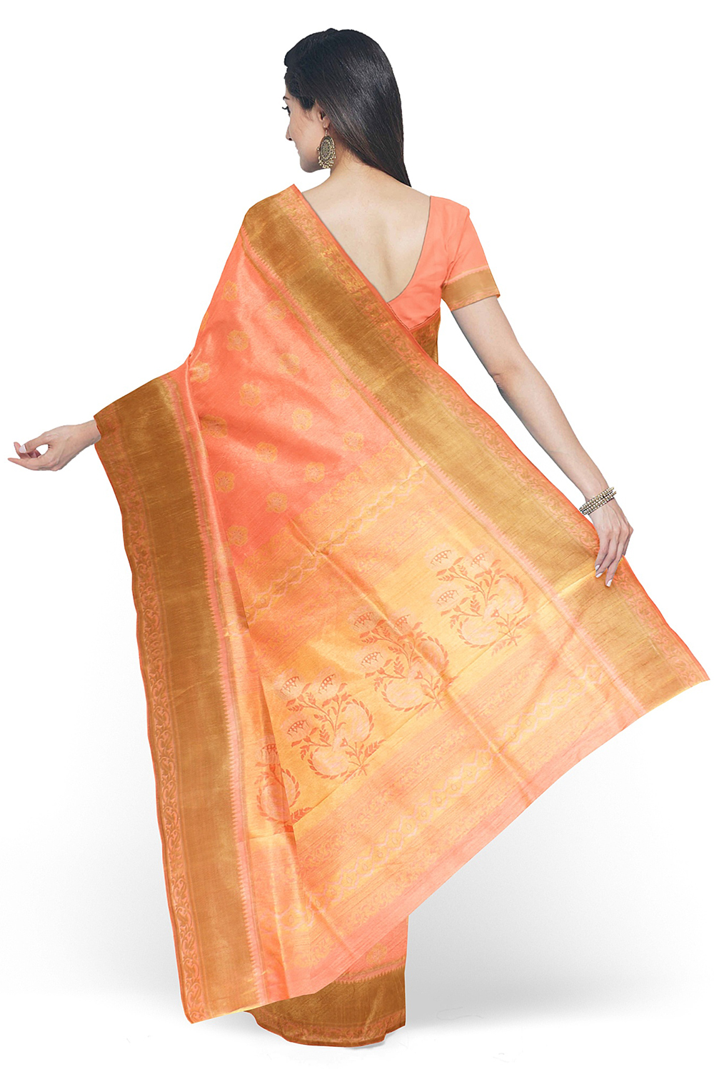 Peach Kanjivaram Silk Saree