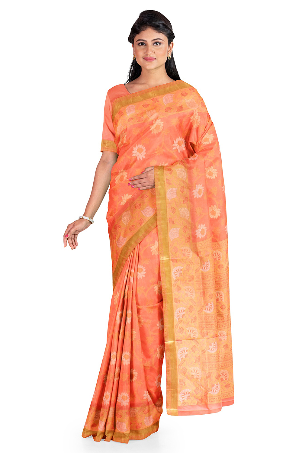 Peach Kanjivaram Silk Saree