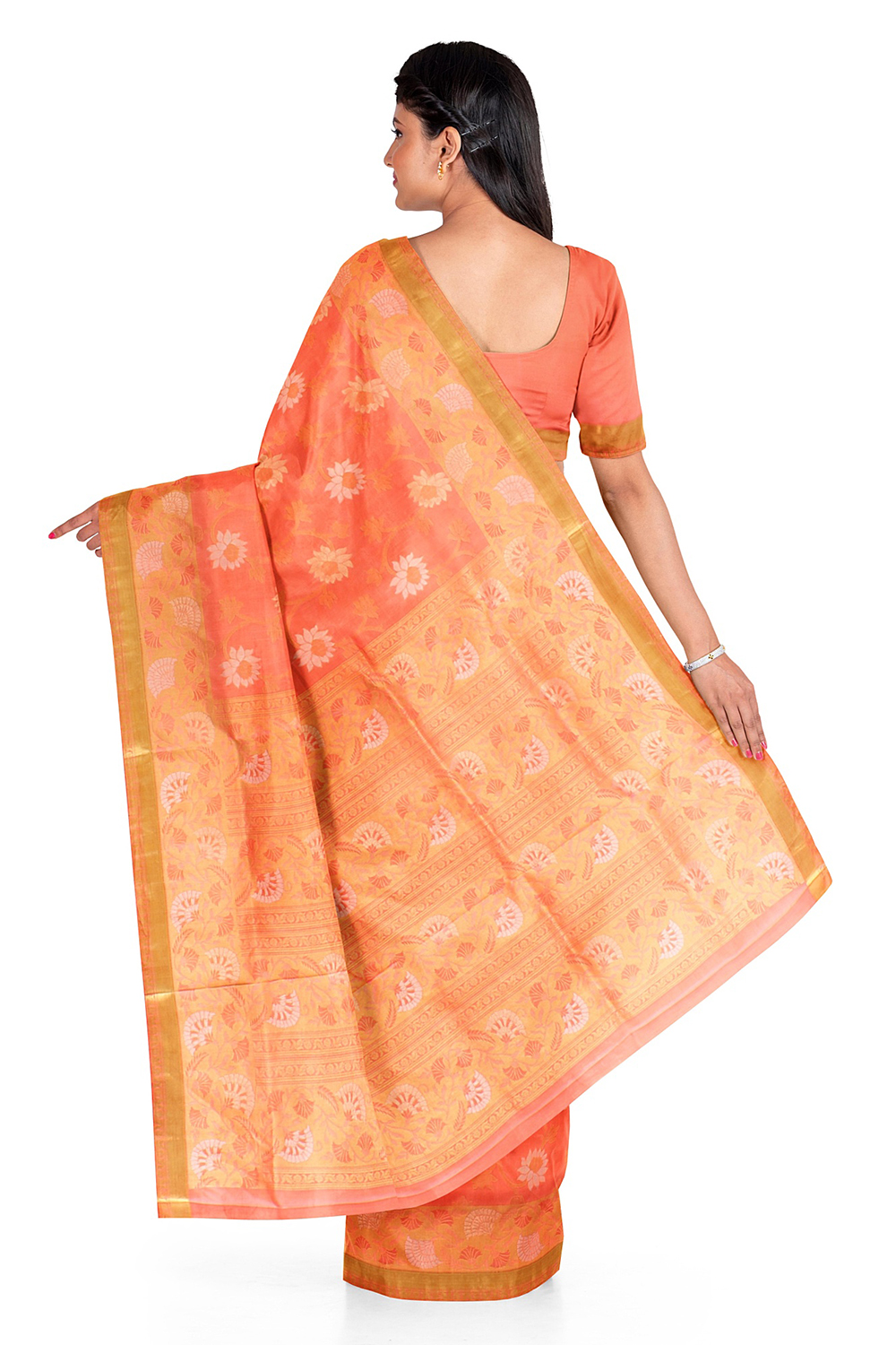 Peach Kanjivaram Silk Saree