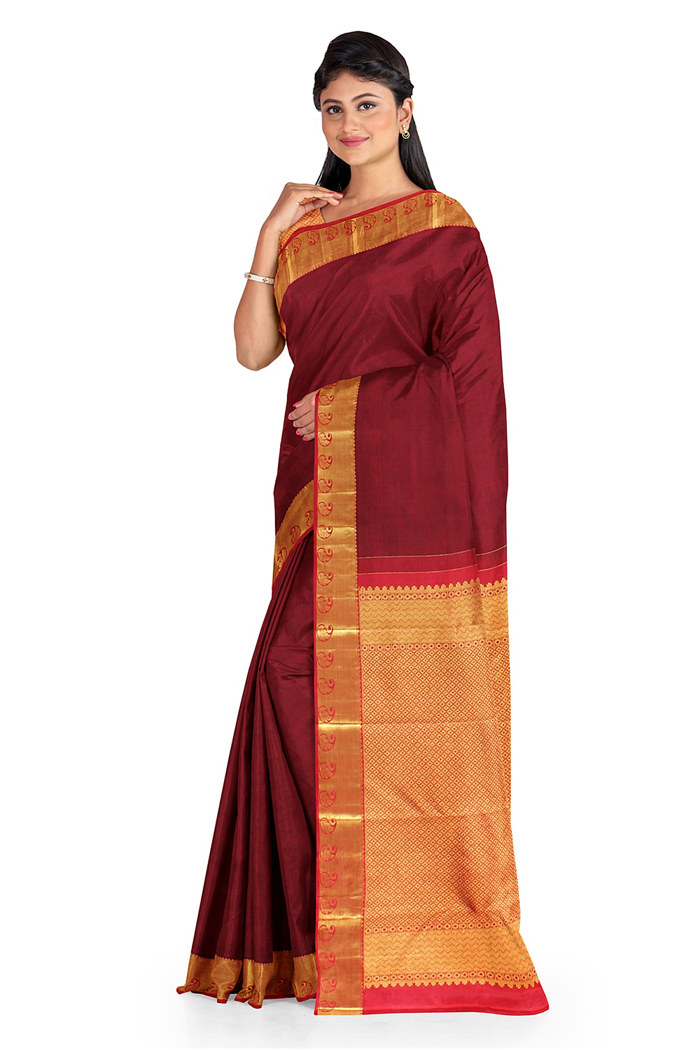 Maroon Kanjivaram Silk Saree