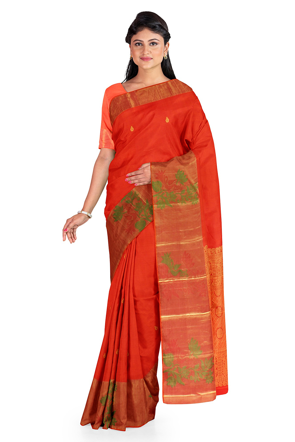 Orange Kanjivaram Silk Saree