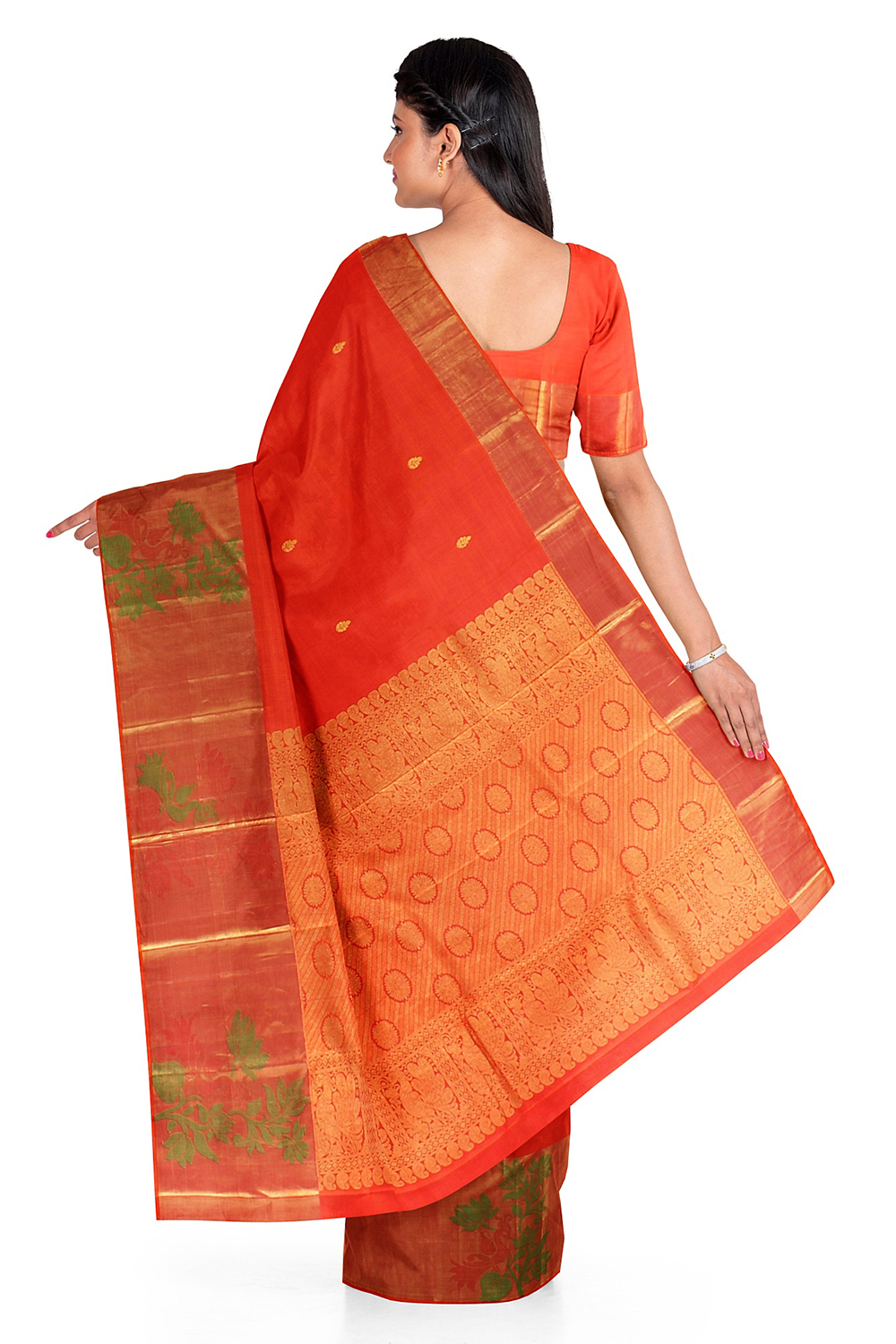 Orange Kanjivaram Silk Saree