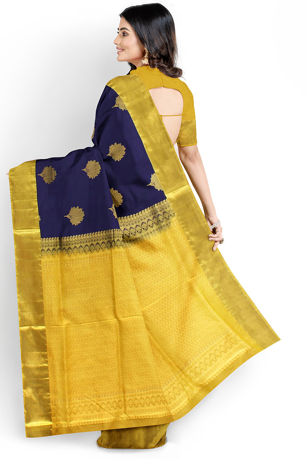 Navy Blue Kanjivaram Silk Saree