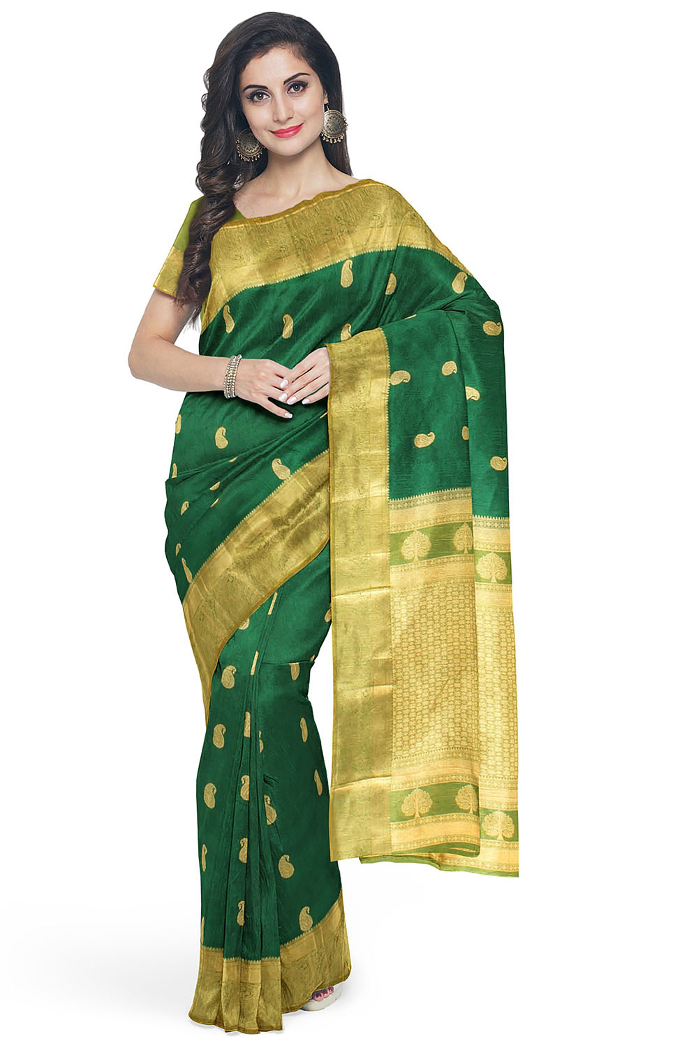 Bottle Green Kanjivaram Silk Saree