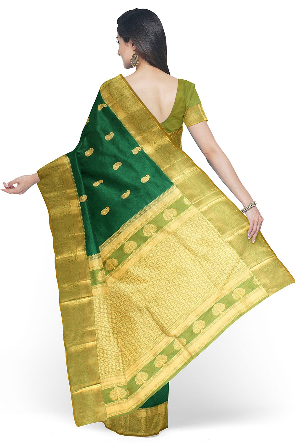 Bottle Green Kanjivaram Silk Saree