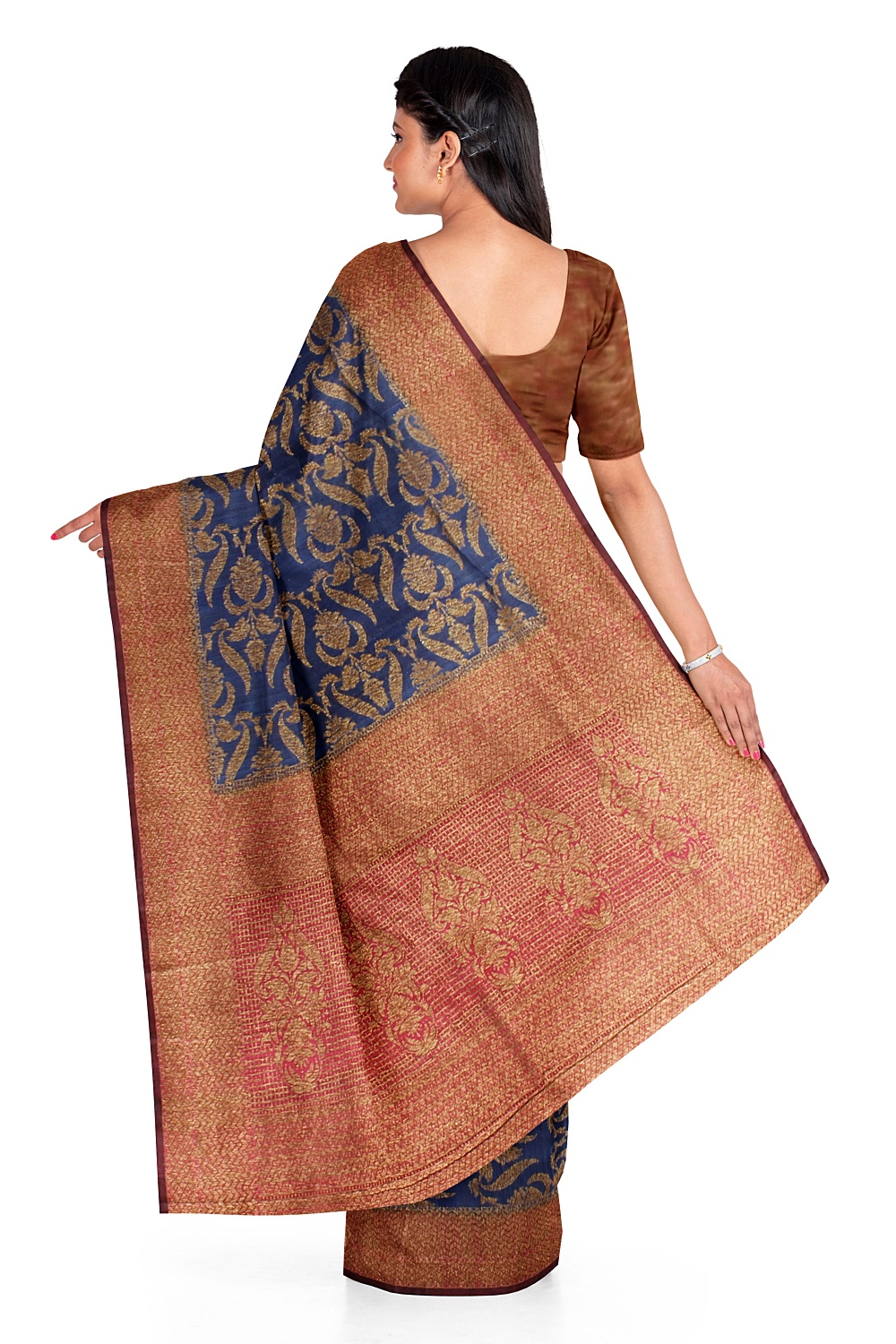 Navy Blue Banarsi Silk Saree