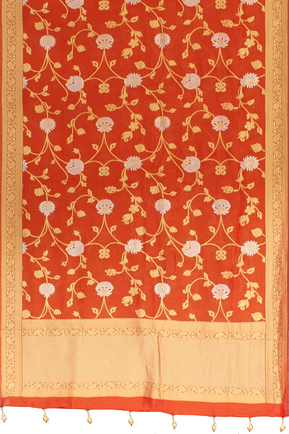 Brick Red Banarsi Silk Saree