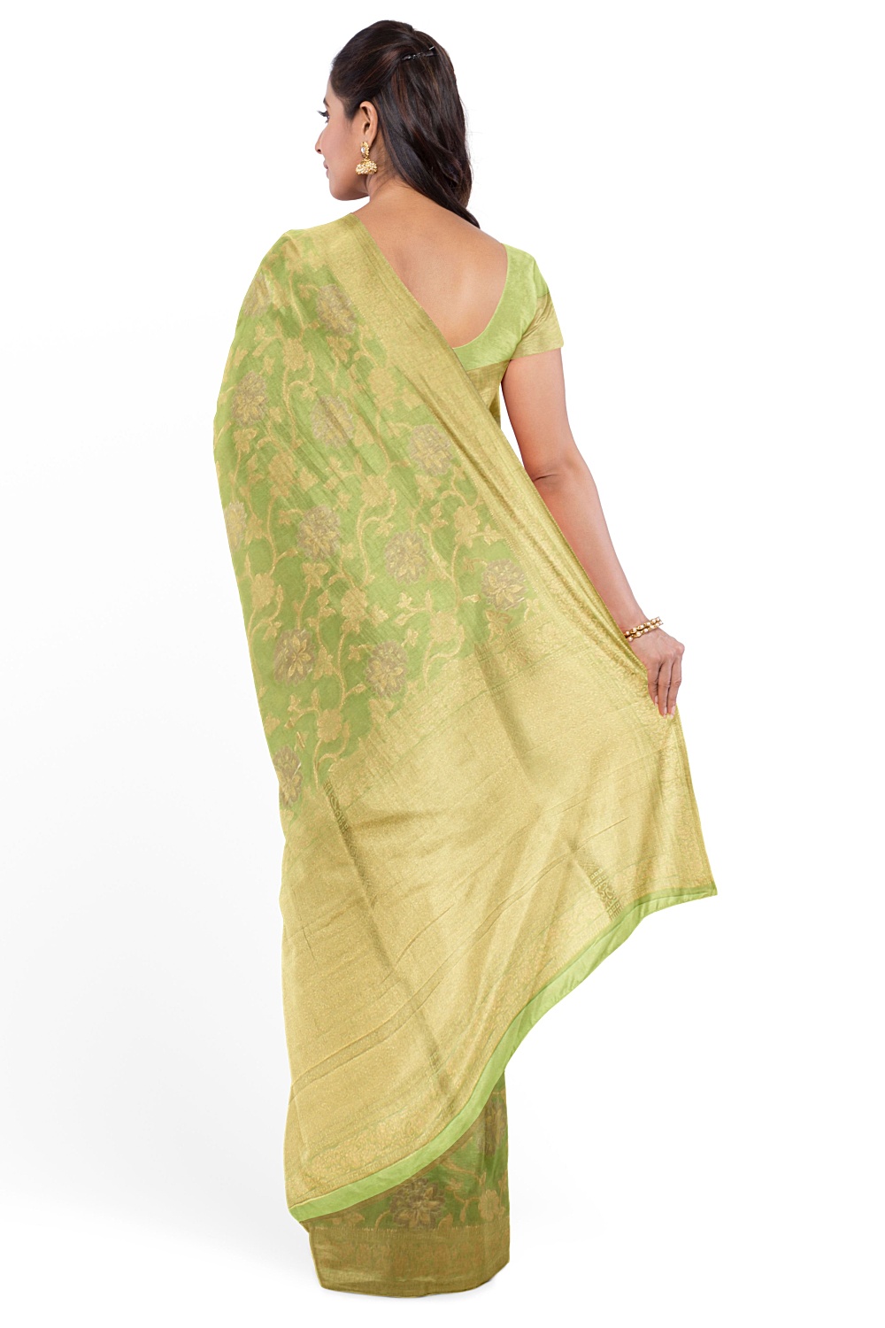 Parrot Green Banarsi Silk Saree