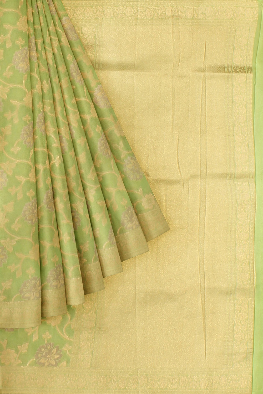 Parrot Green Banarsi Silk Saree