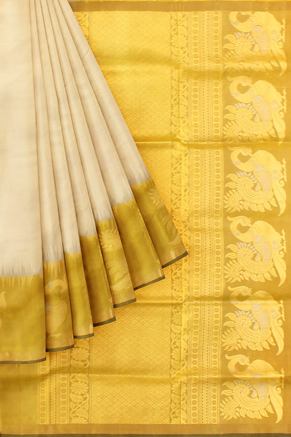 Cream Kanjivaram Silk Saree