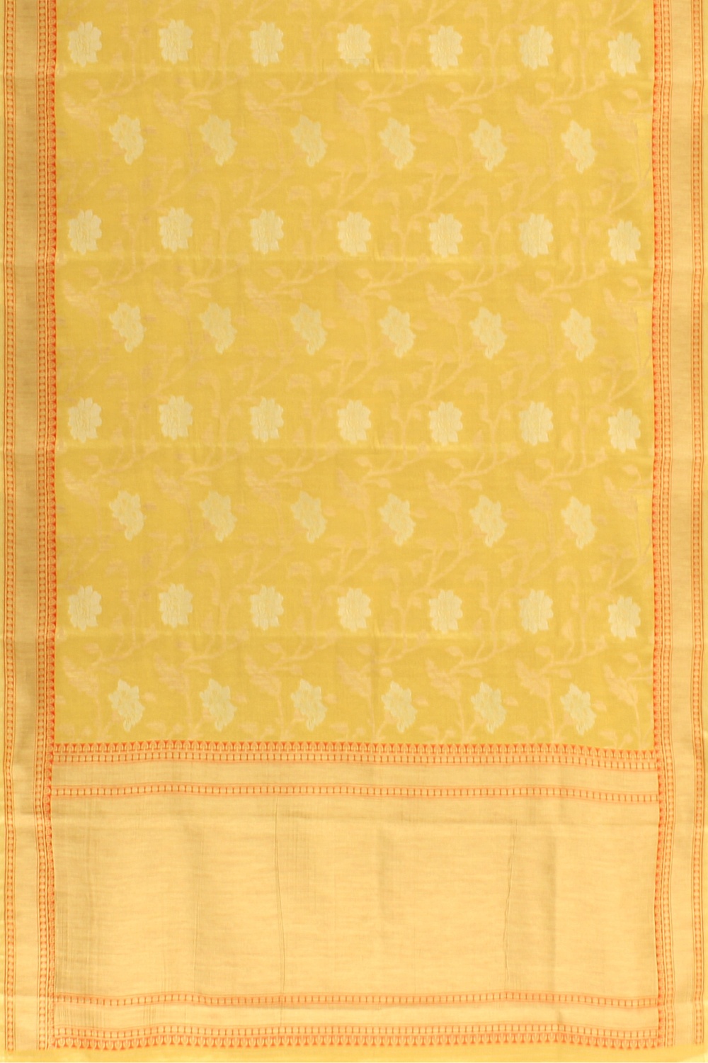 Yellow Cotton Silk Saree