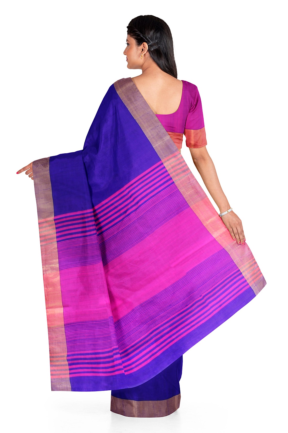 Navy Blue Cotton Silk Saree