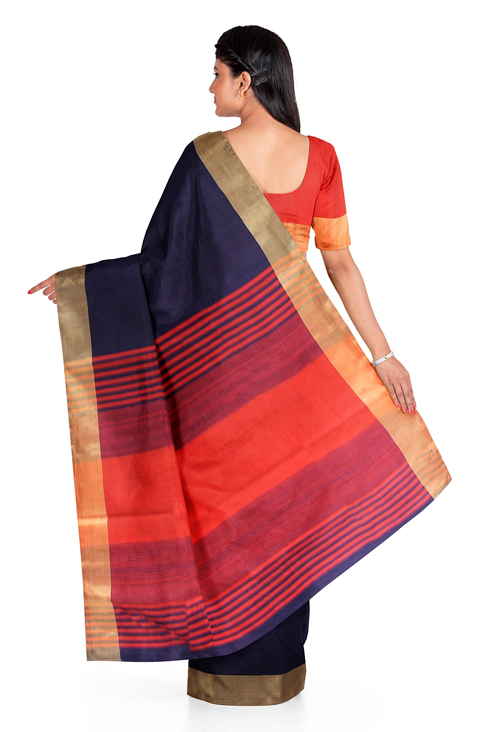 Navy Blue Banarsi Silk Saree