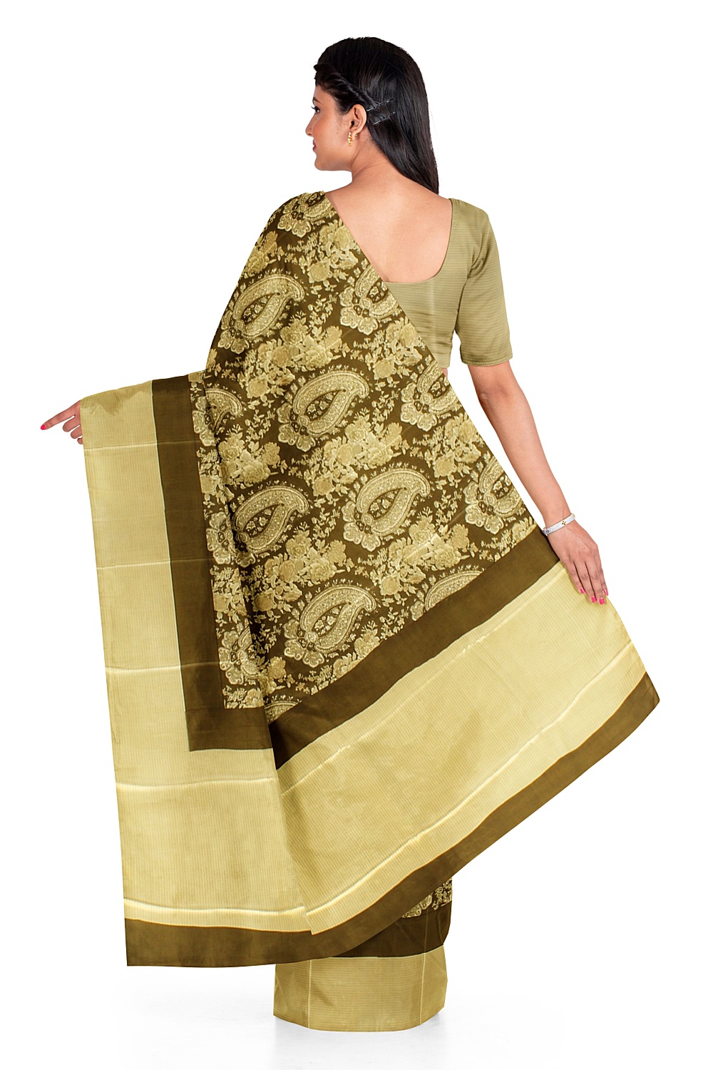 Brown Satin Silk Saree