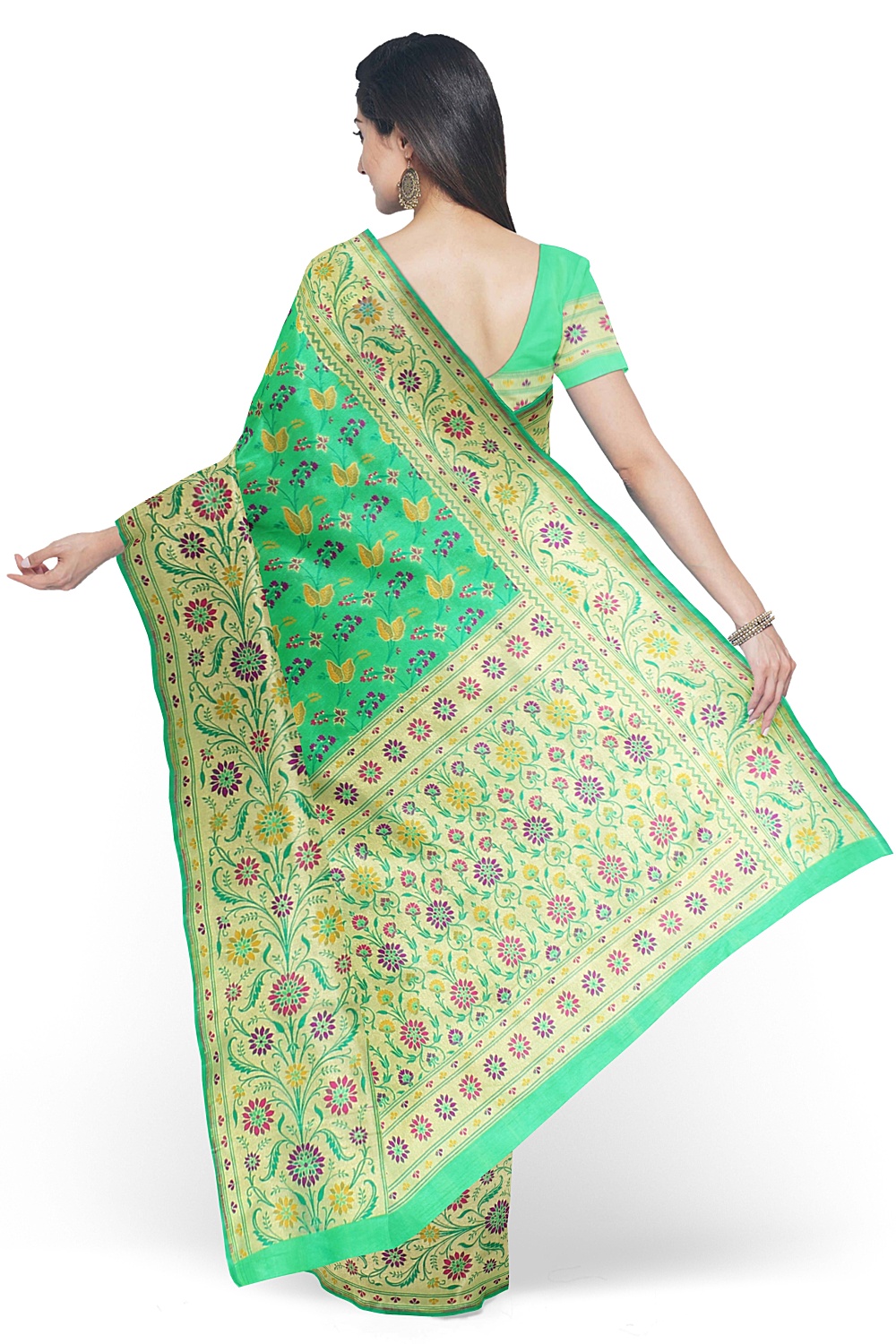 Sea Green Banarsi Silk Saree