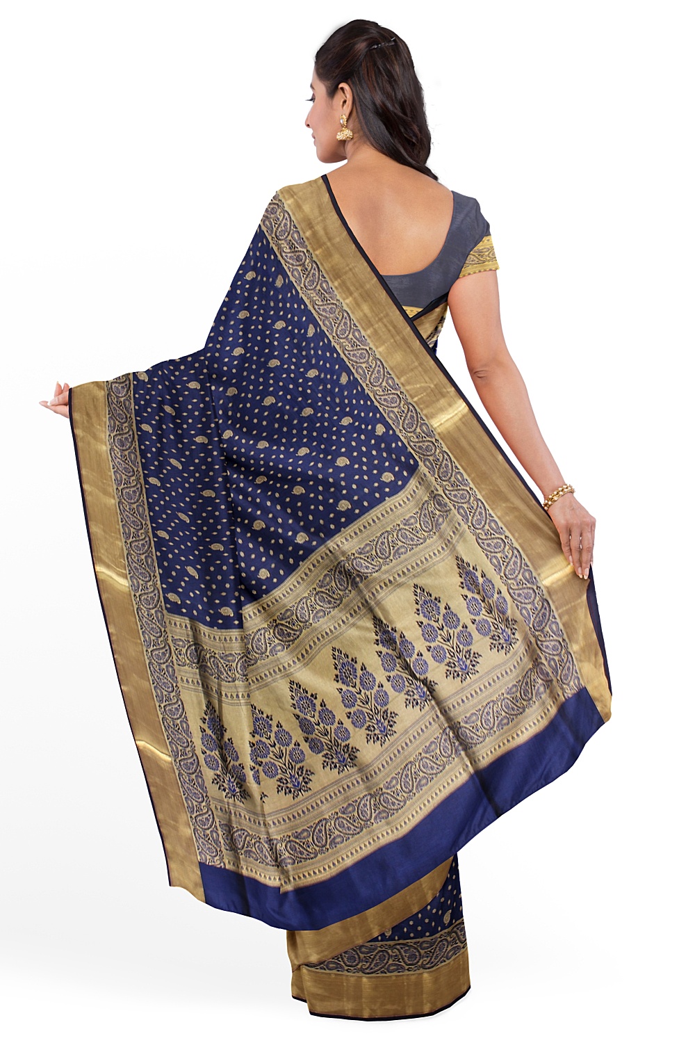 Navy Blue Kanjivaram Silk Saree