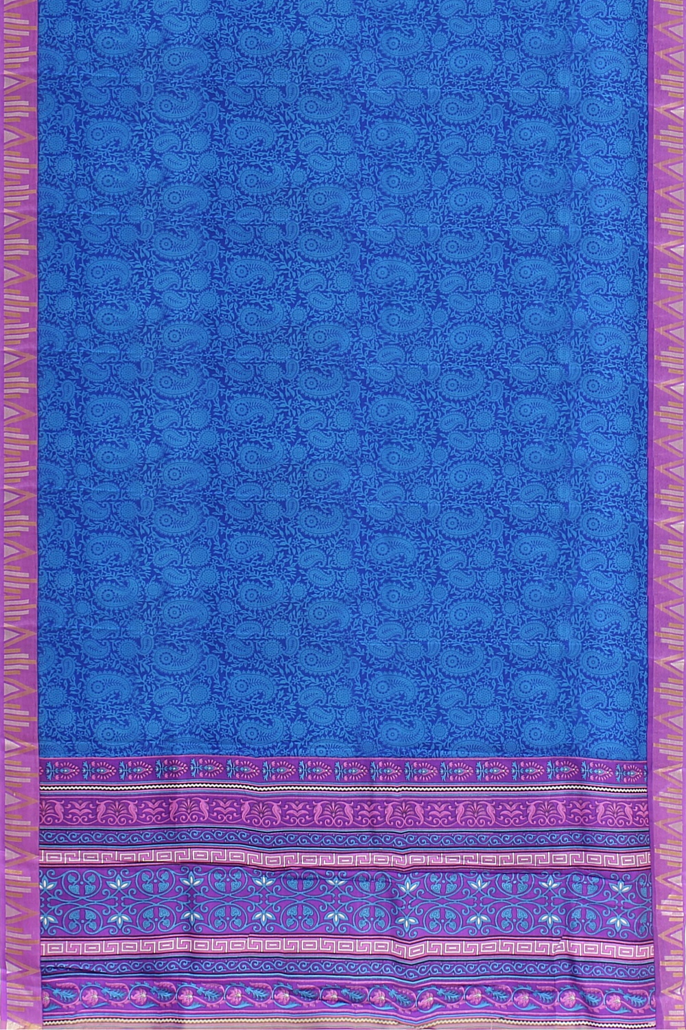 Blue Printed Silk Saree