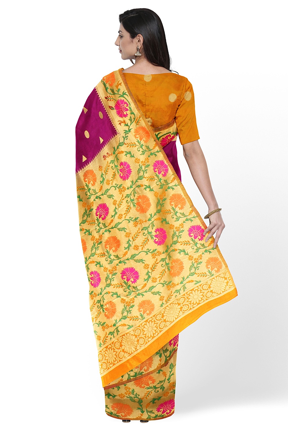 Wine Banarsi Silk Saree