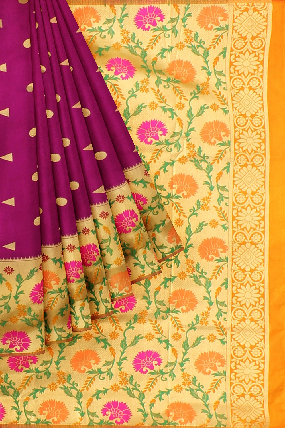 Wine Banarsi Silk Saree