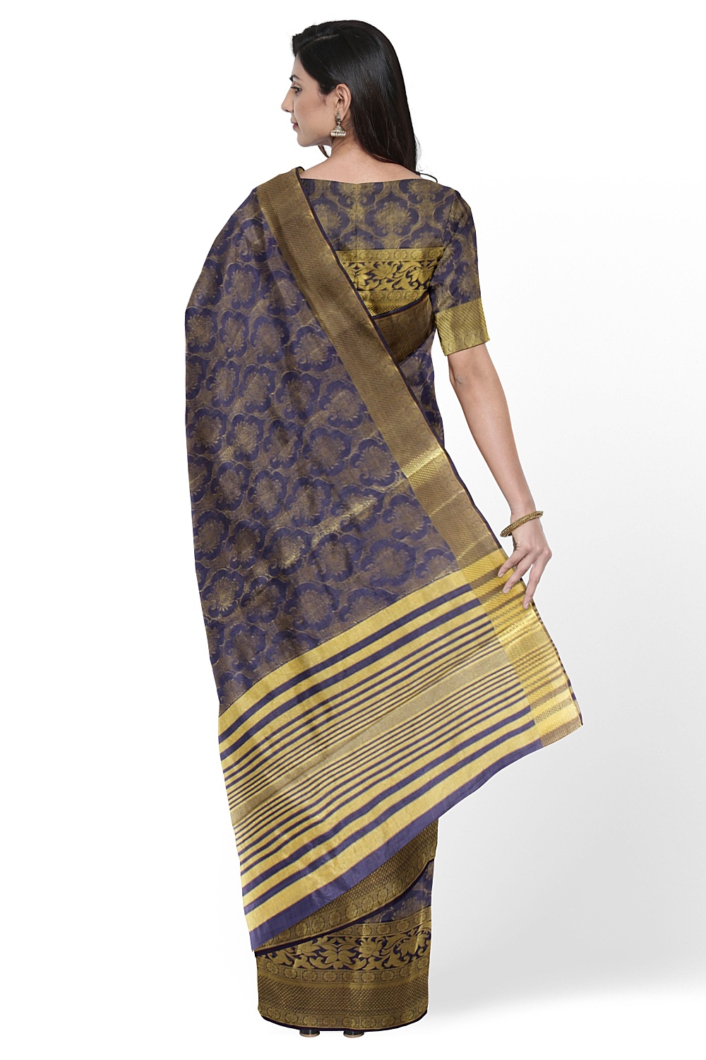 Navy Blue Banarsi Silk Saree